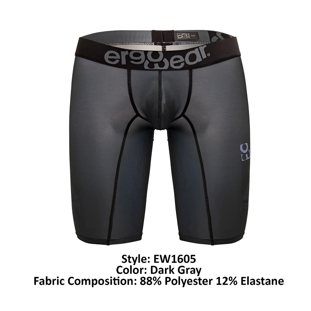 Dark gray ergo wear ew1605 max se athletic compression shorts with black waistband made of 88 polyester 12 elastane