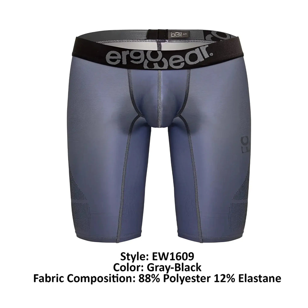 Gray-black ergo wear ew1609 max se ergonomic compression shorts made of 88 polyester 12 elastane with black waistband