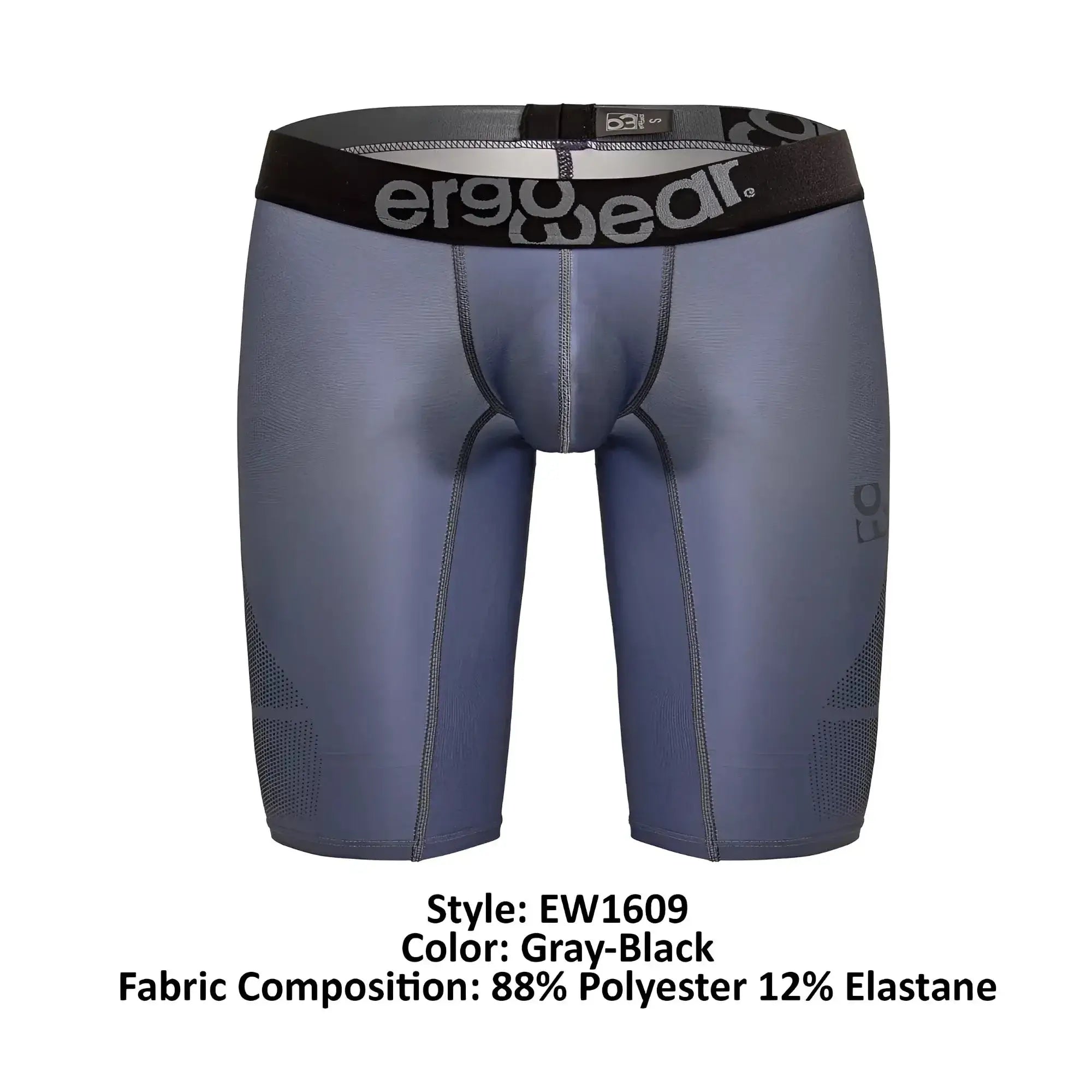 Gray-black ergo wear ew1609 max se ergonomic compression shorts made of 88 polyester 12 elastane with black waistband