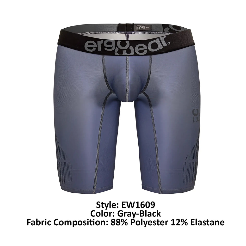 Gray-black ergo wear ew1609 max se ergonomic compression shorts made of 88 polyester 12 elastane with black waistband