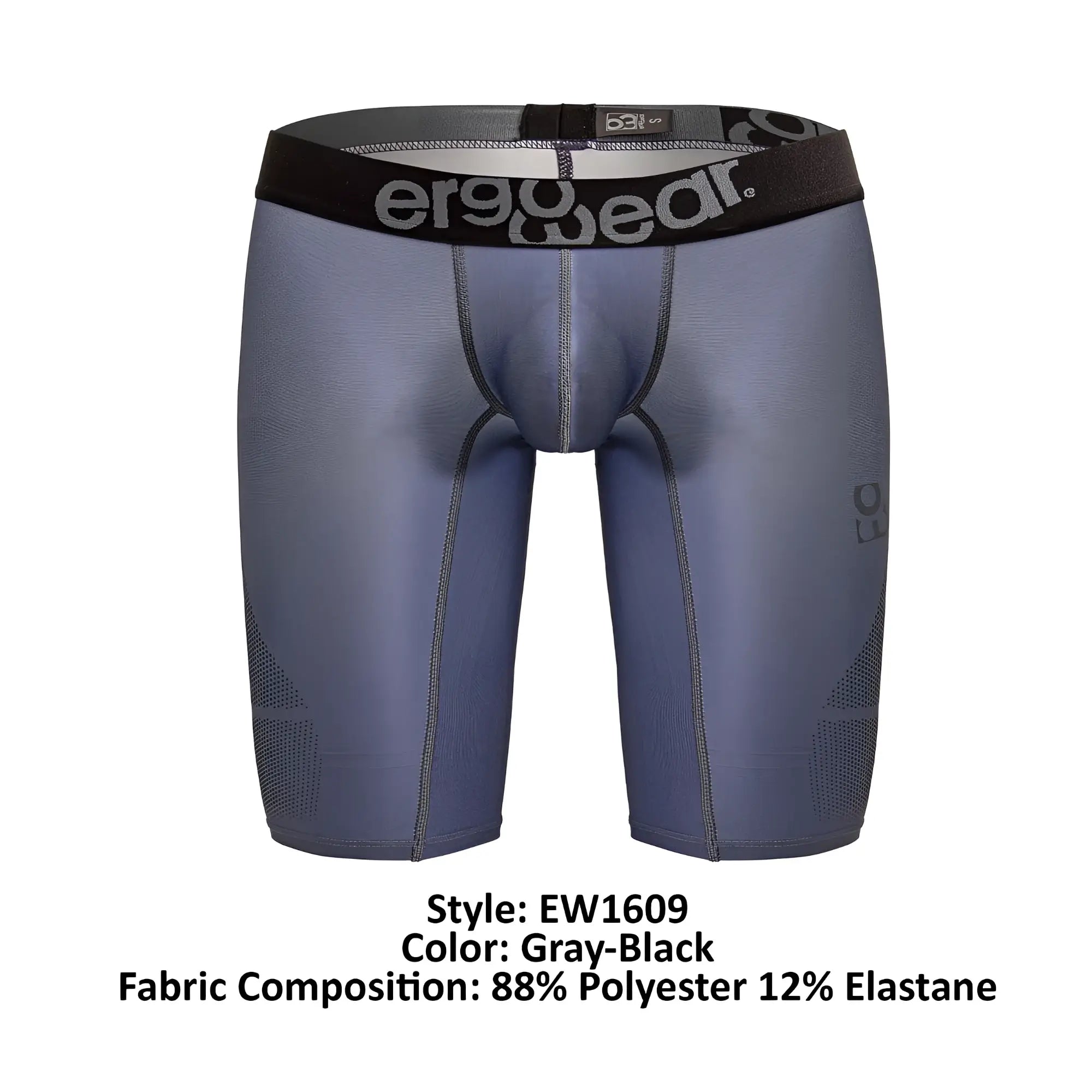 Gray-black ergo wear ew1609 max se ergonomic compression shorts made of 88 polyester 12 elastane with black waistband