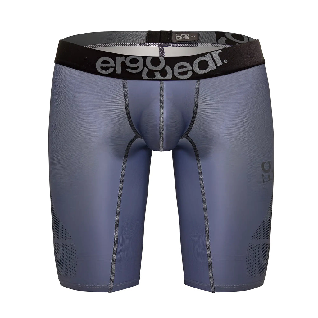 Gray ergoWear ew1609 max se athletic compression shorts with black waistband and subtle perforated ergonomic panels
