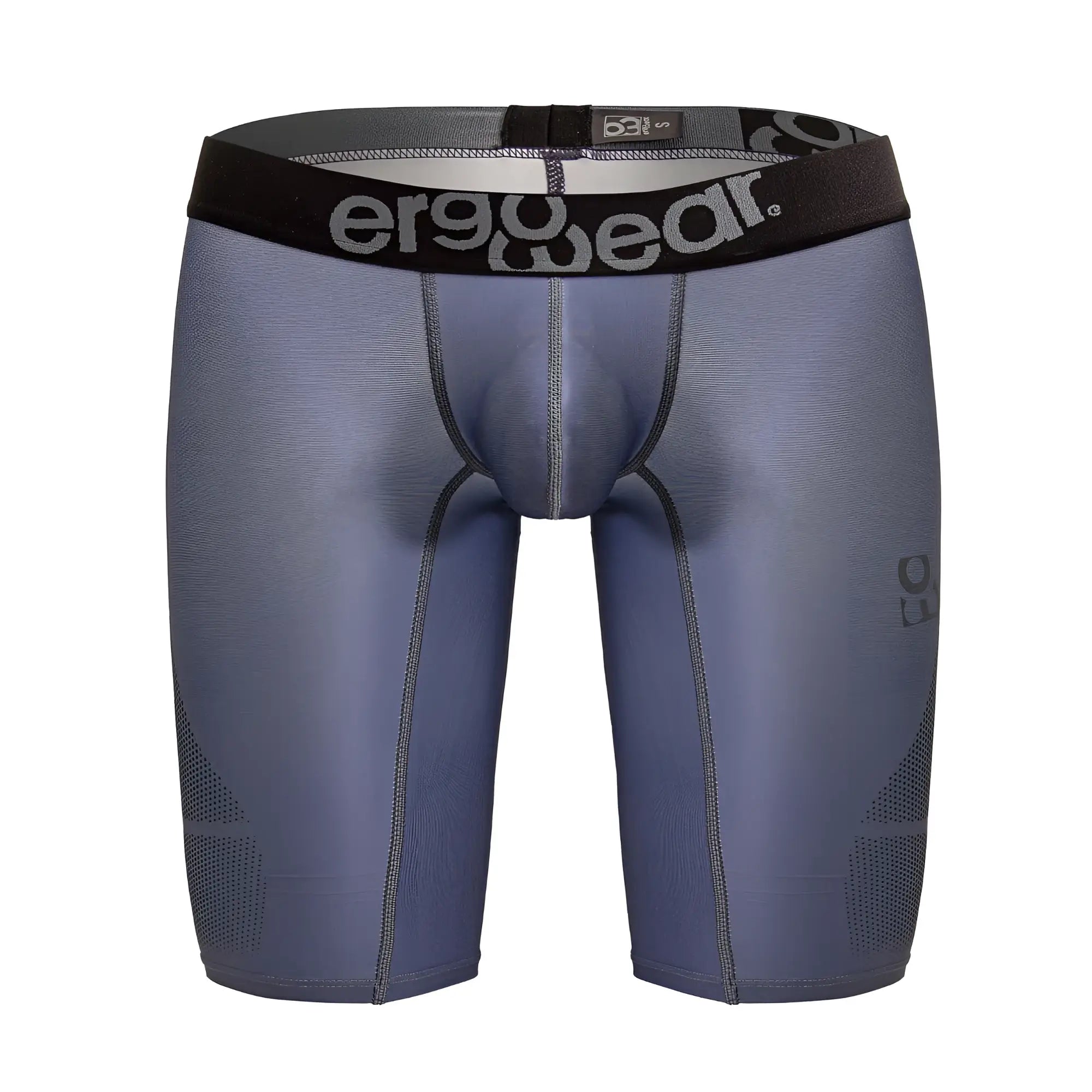 Gray ergoWear ew1609 max se athletic compression shorts with black waistband and subtle perforated ergonomic panels