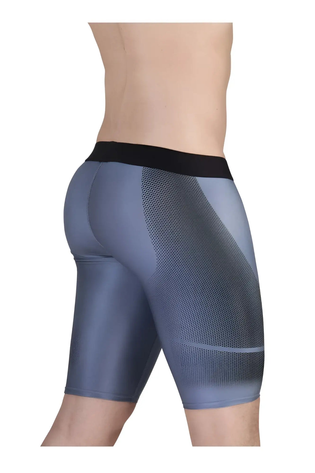 ErgoWear ew1609 max se athletic shorts in gray and black with black waistband and breathable mesh paneling