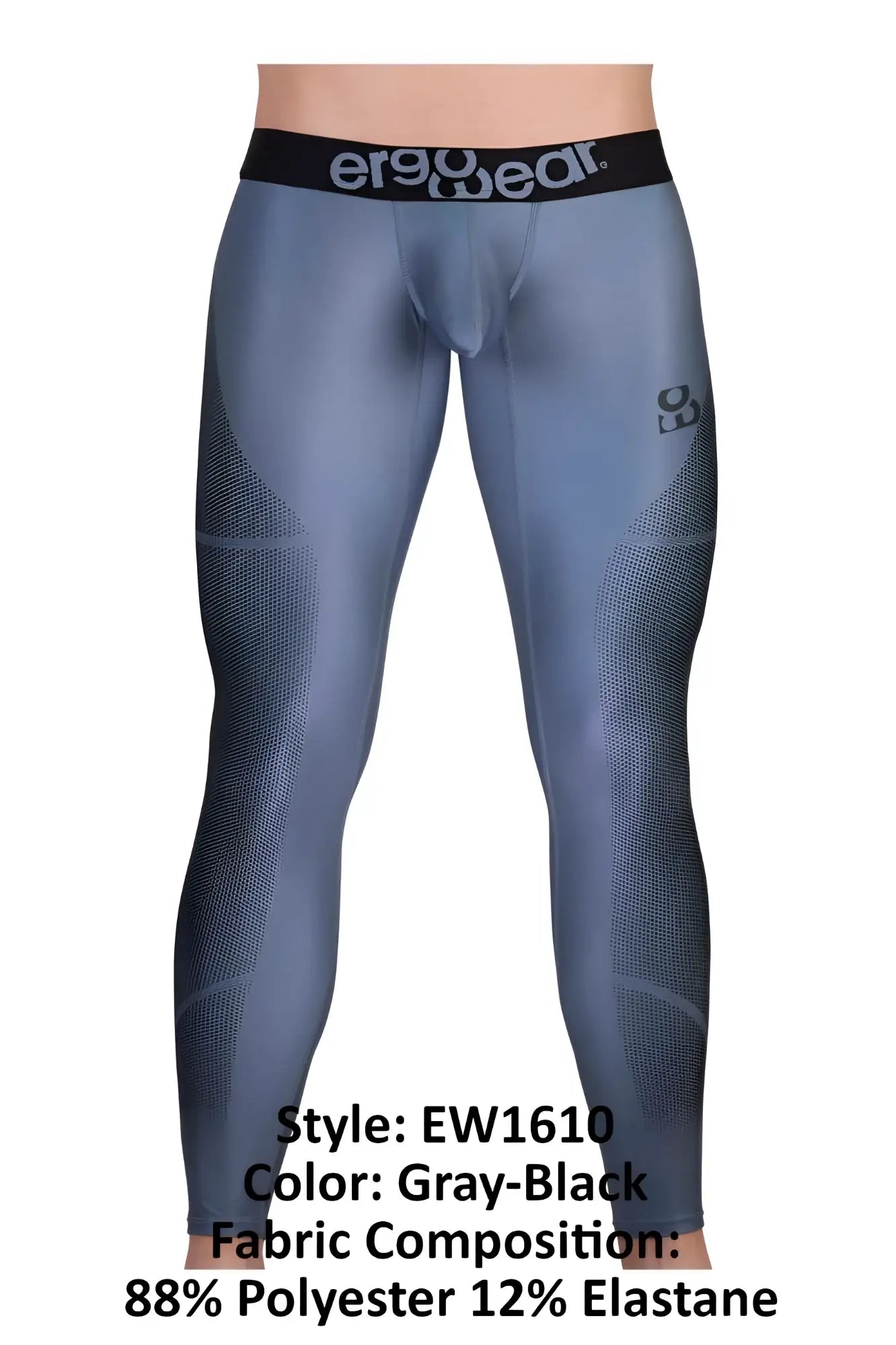 Gray-black ergowear ew1610 max se athletic compression leggings with black waistband and subtle mesh paneling