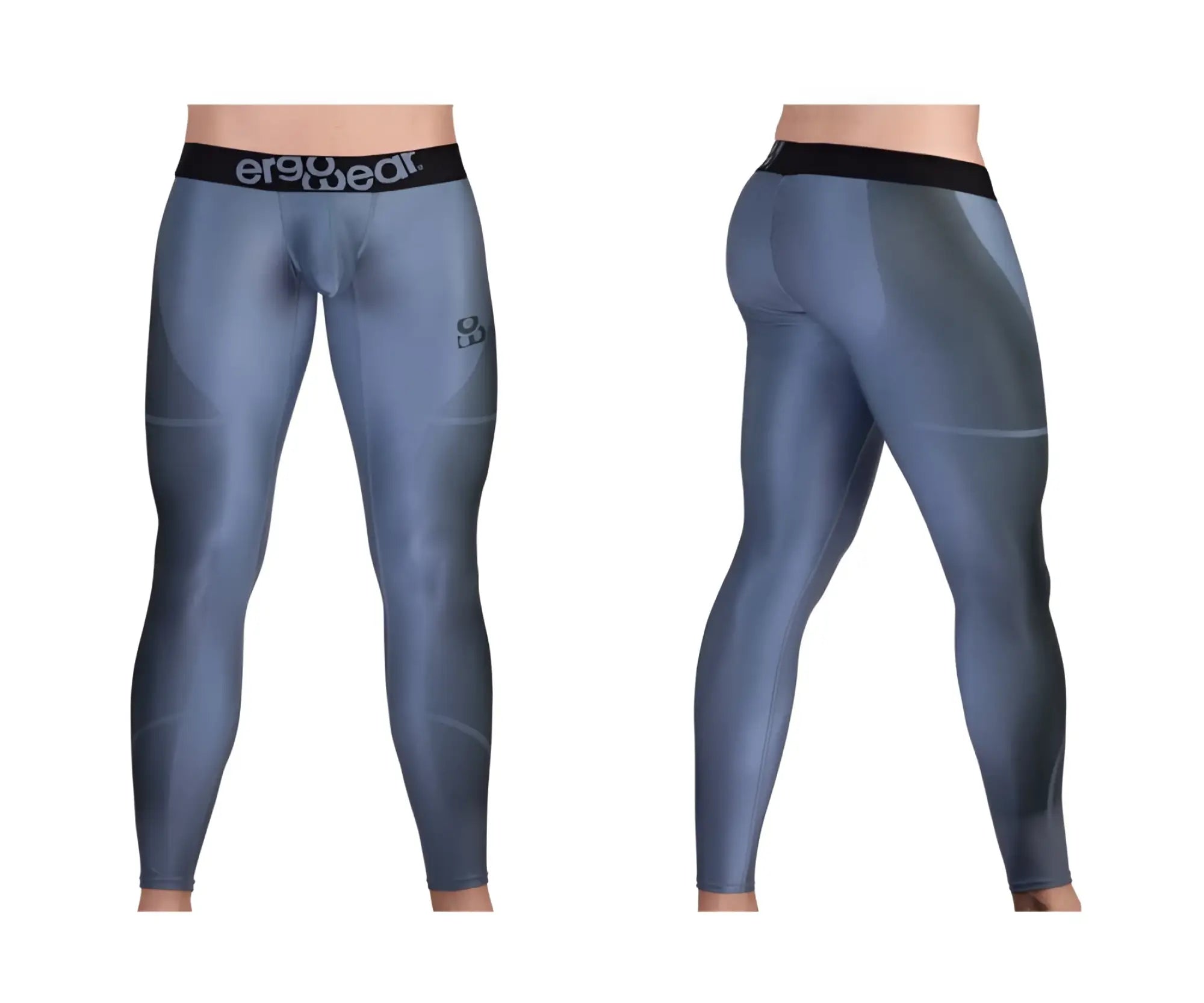 Gray-black ergo wear ew1610 max se athletic compression leggings with ergonomic fit and subtle textured panels