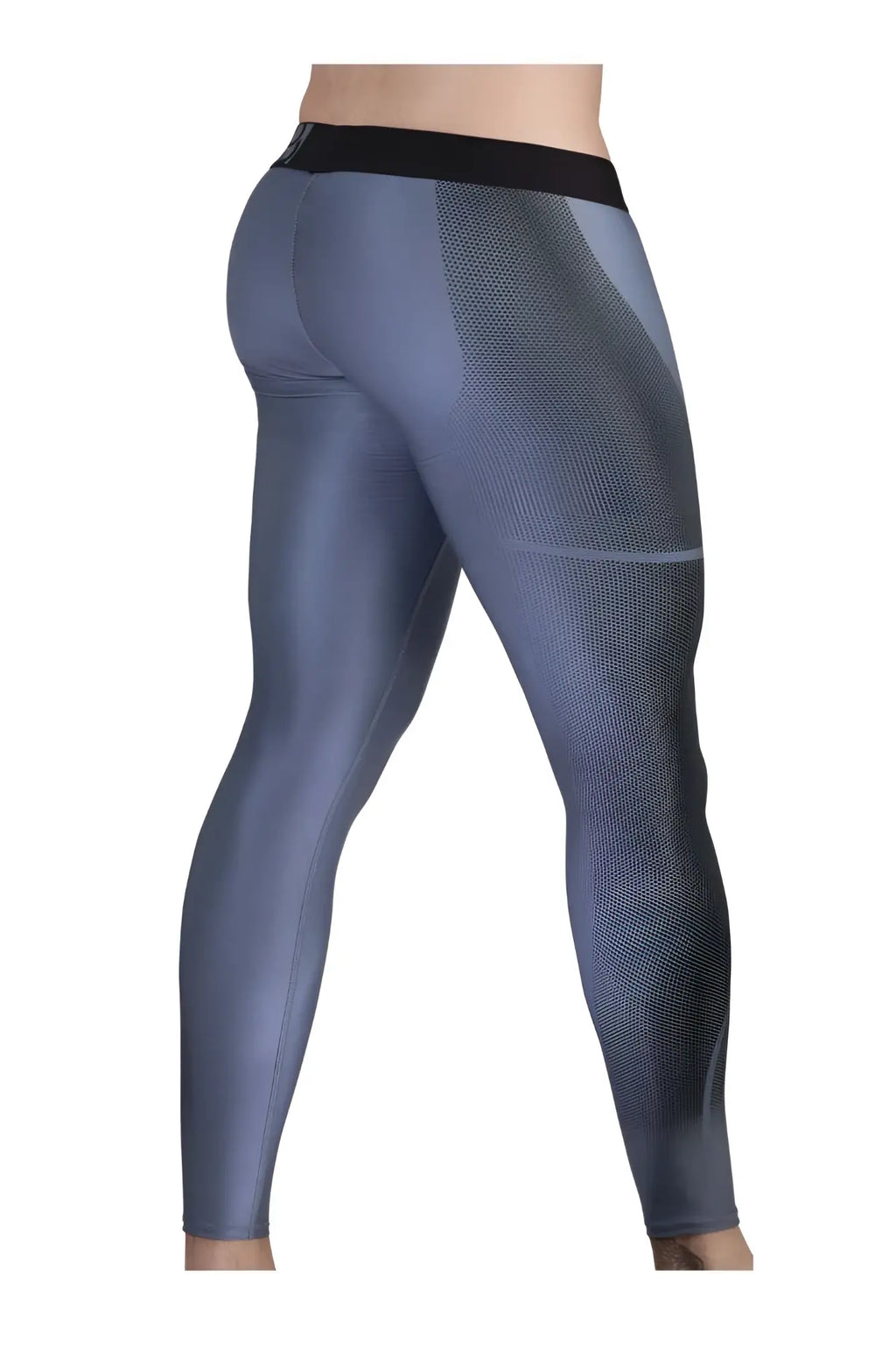 Gray-black ergoWear ew1610 max se athletic leggings with black waistband and mesh paneling on the thigh
