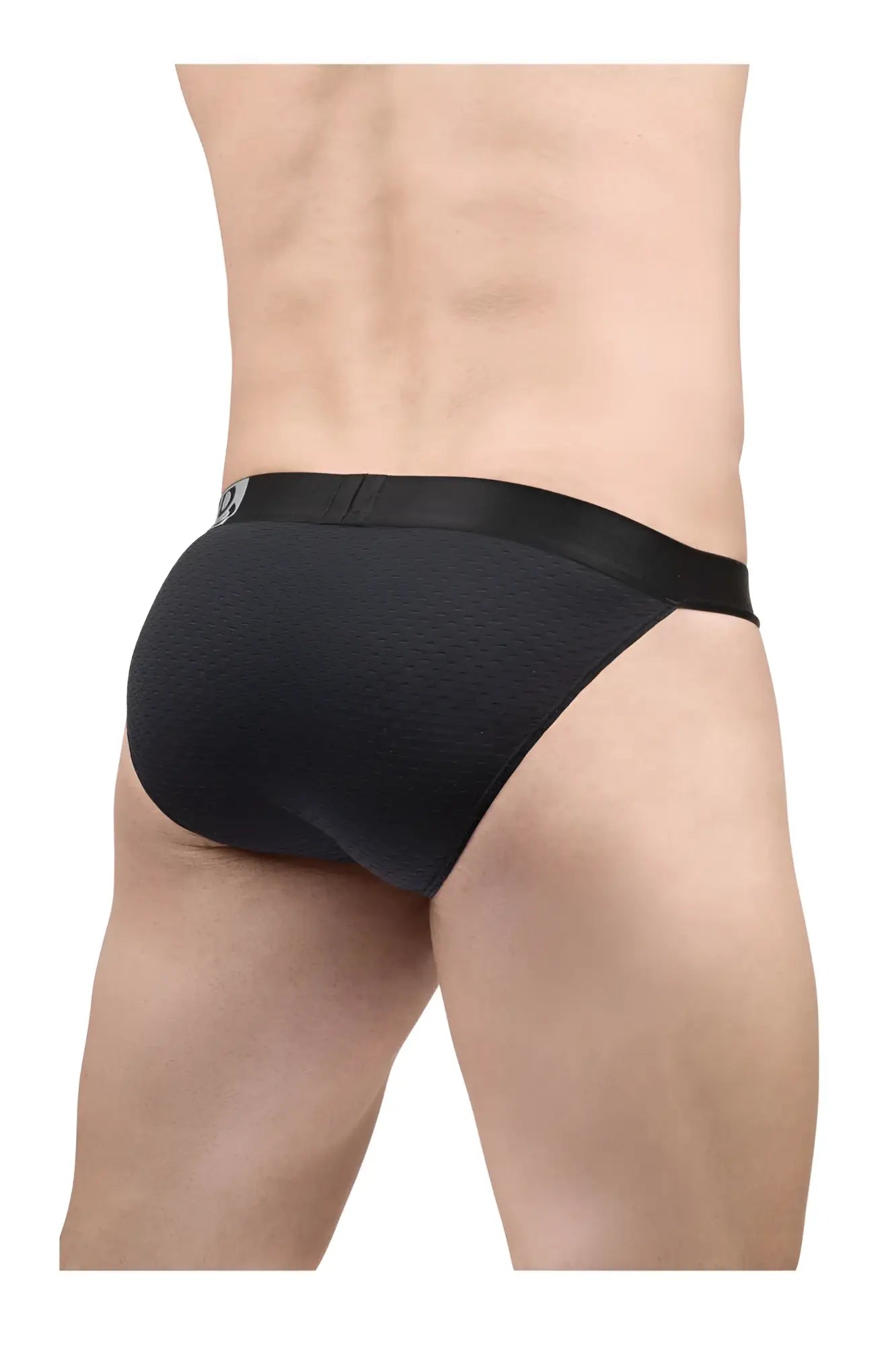 Black textured briefs with smooth elastic waistband in ergoWear ew1688 max flow bikini color black