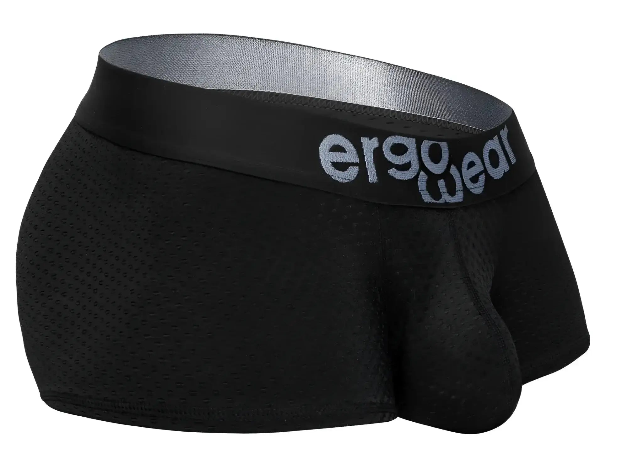Black ergo wear ew1689 max flow trunks mesh briefs with gray logo on waistband for breathable comfort