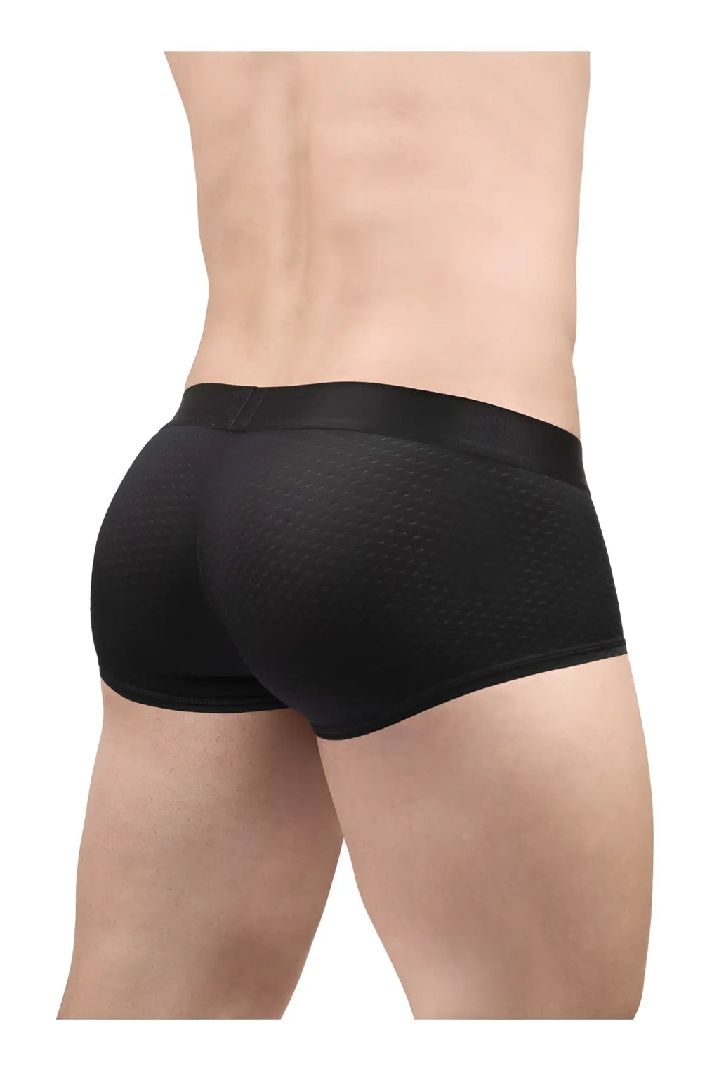 Black mesh briefs with a smooth elastic waistband from ergowear ew1689 max flow trunks in black color