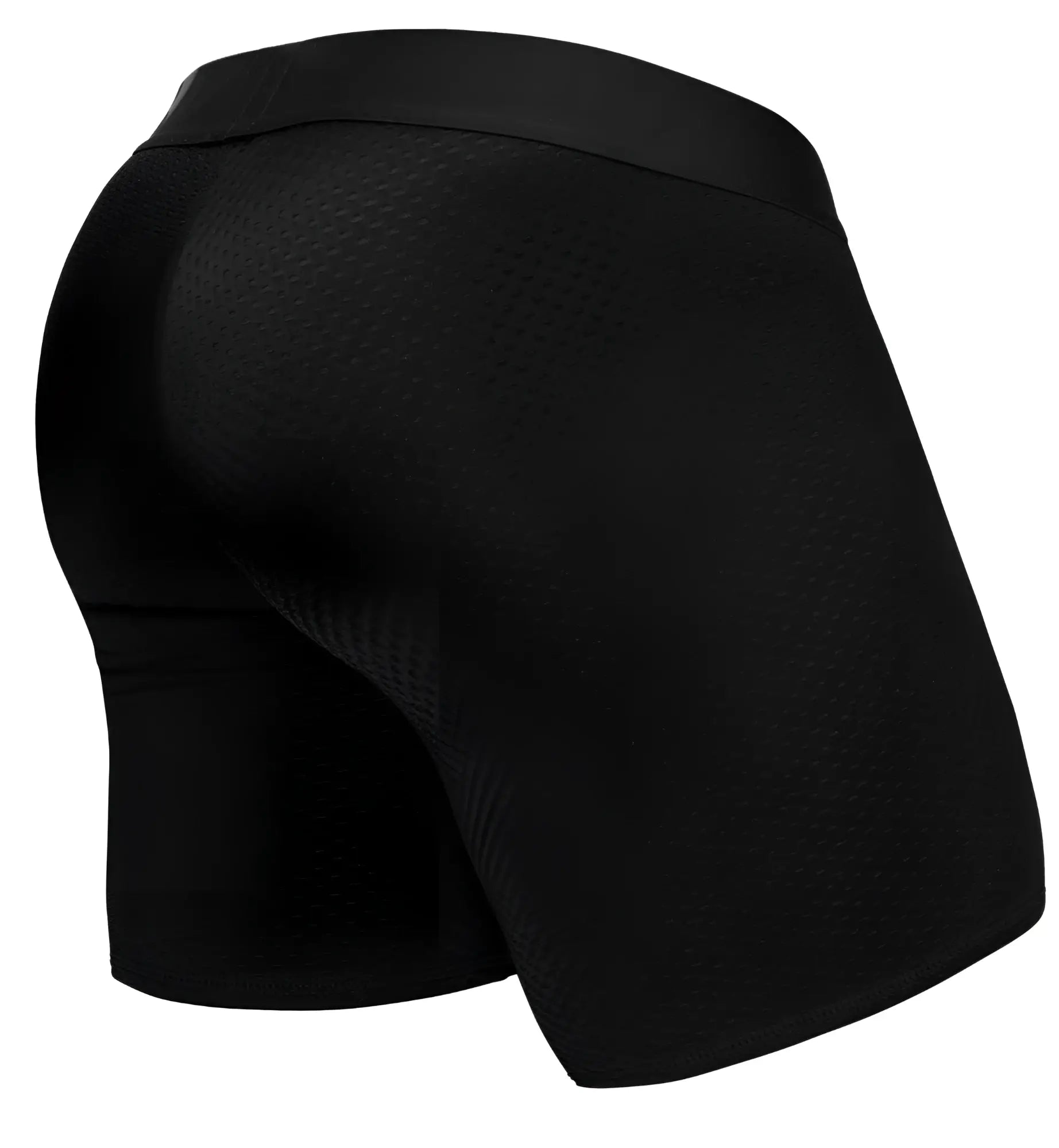 Ergowear ew1690 max flow boxer briefs in black with perforated mesh texture and smooth elastic waistband
