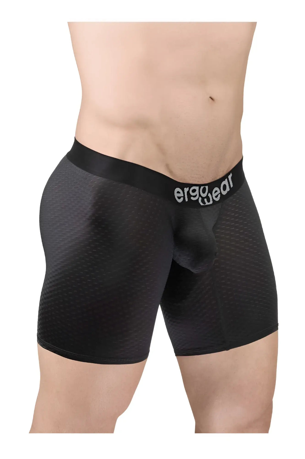 Black ergo wear ew1690 max flow boxer briefs with mesh texture and ergonomic design for comfortable support