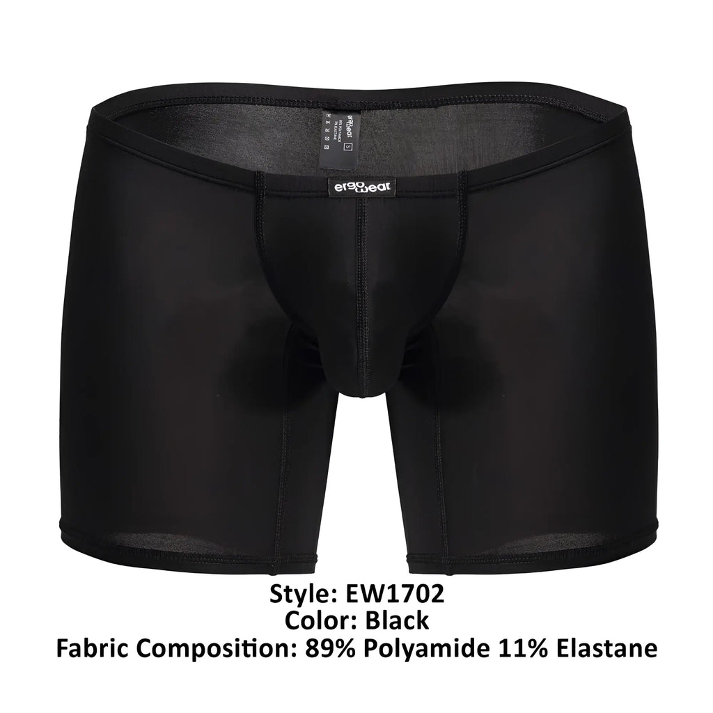 ErgoWear EW1702 x4d boxer briefs in black with smooth stretchy fabric and a snug fit for added comfort