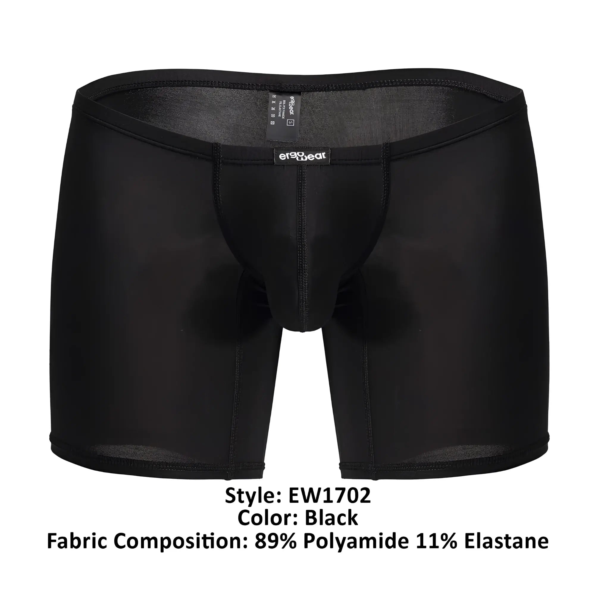 ErgoWear EW1702 x4d boxer briefs in black with smooth stretchy fabric and a snug fit for added comfort