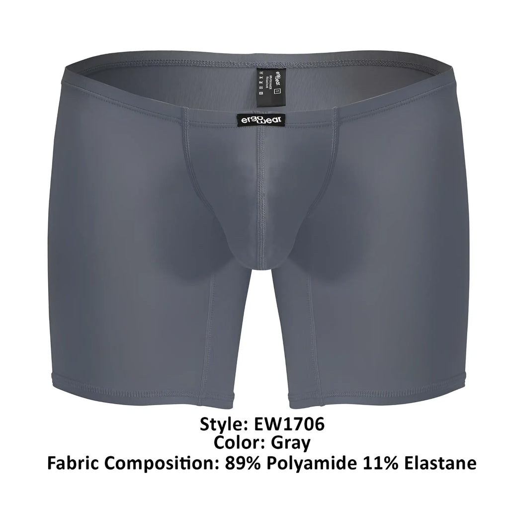 Ergowear ew1706 x4d gray men’s boxer briefs made of polyamide and elastane with a snug fit and reinforced seams