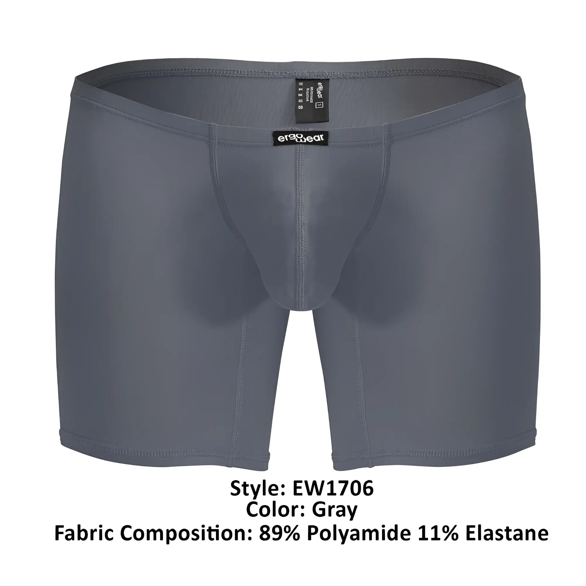 Ergowear ew1706 x4d gray men’s boxer briefs made of polyamide and elastane with a snug fit and reinforced seams