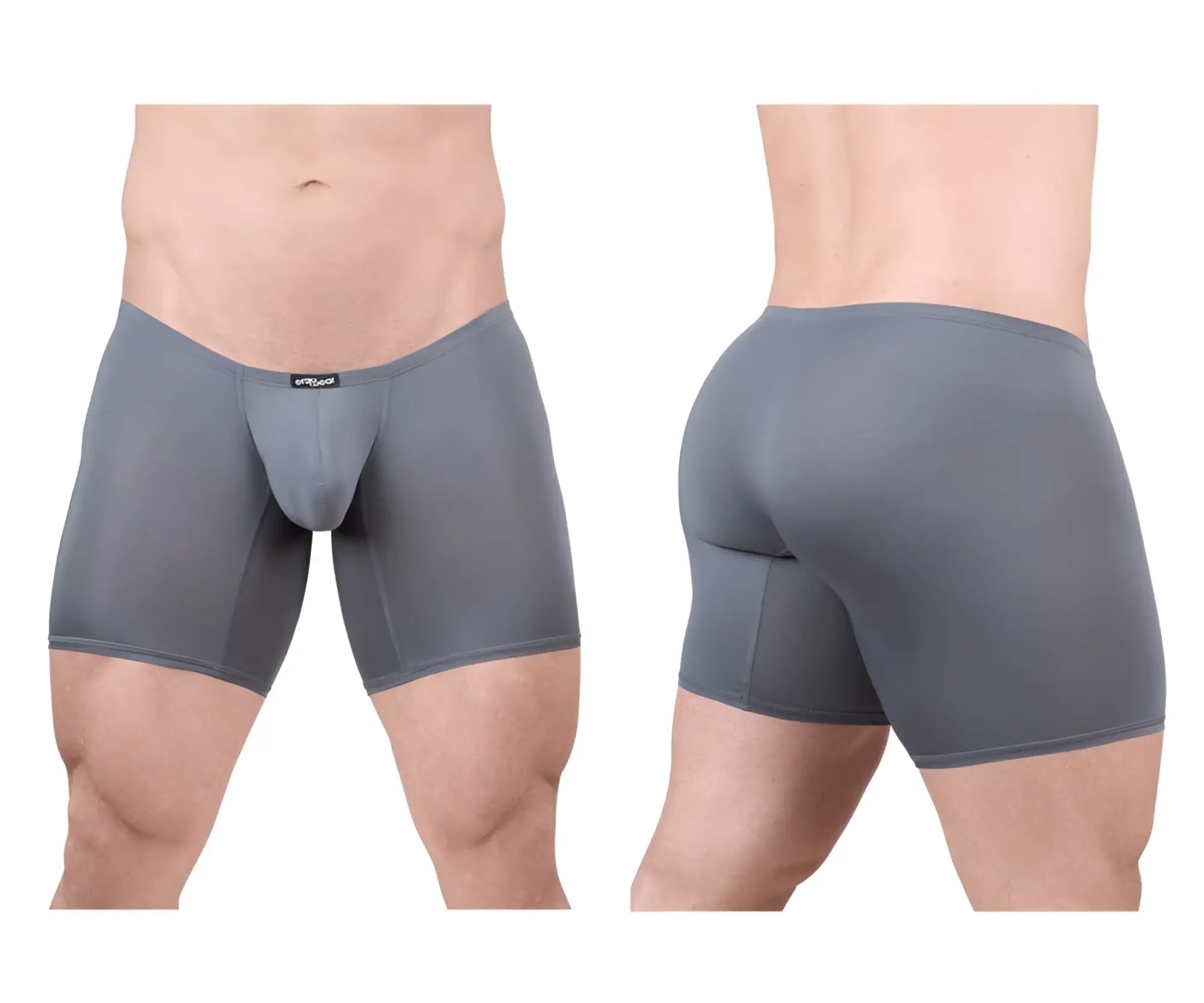ErgoWear EW1706 X4D gray men’s boxer briefs with supportive contoured design and subtle brand tag on waistband
