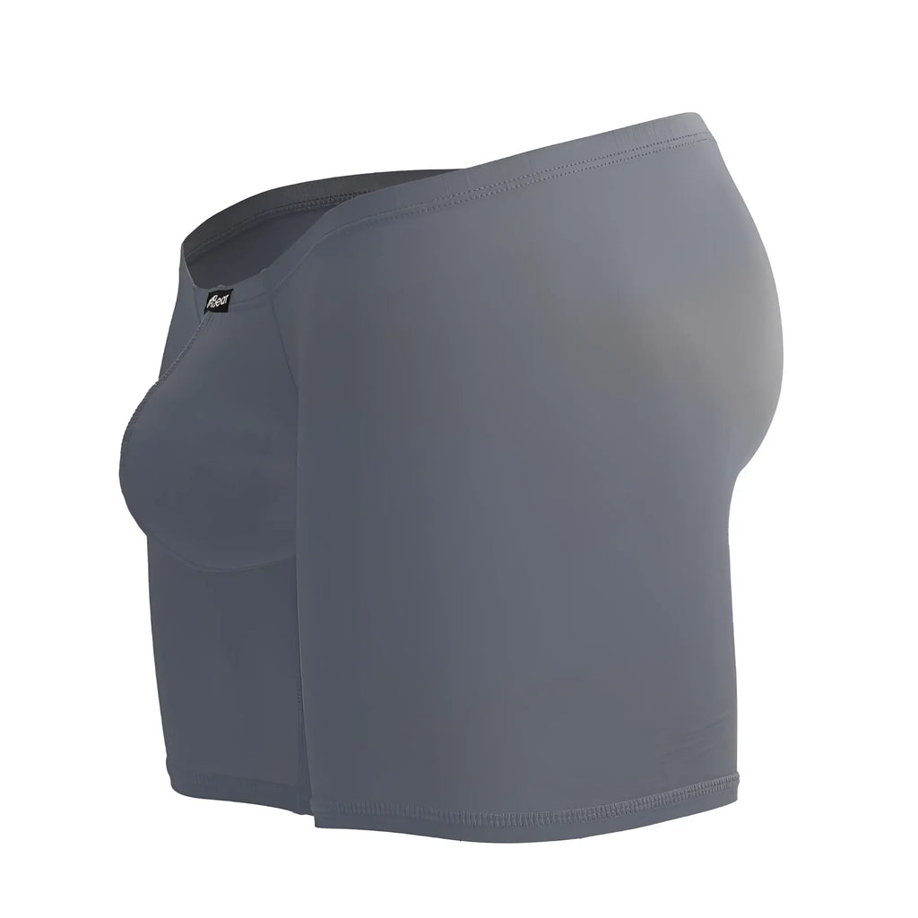 Gray ergonomically designed mens boxer briefs with supportive contoured fit and seamless stitching by ergowear