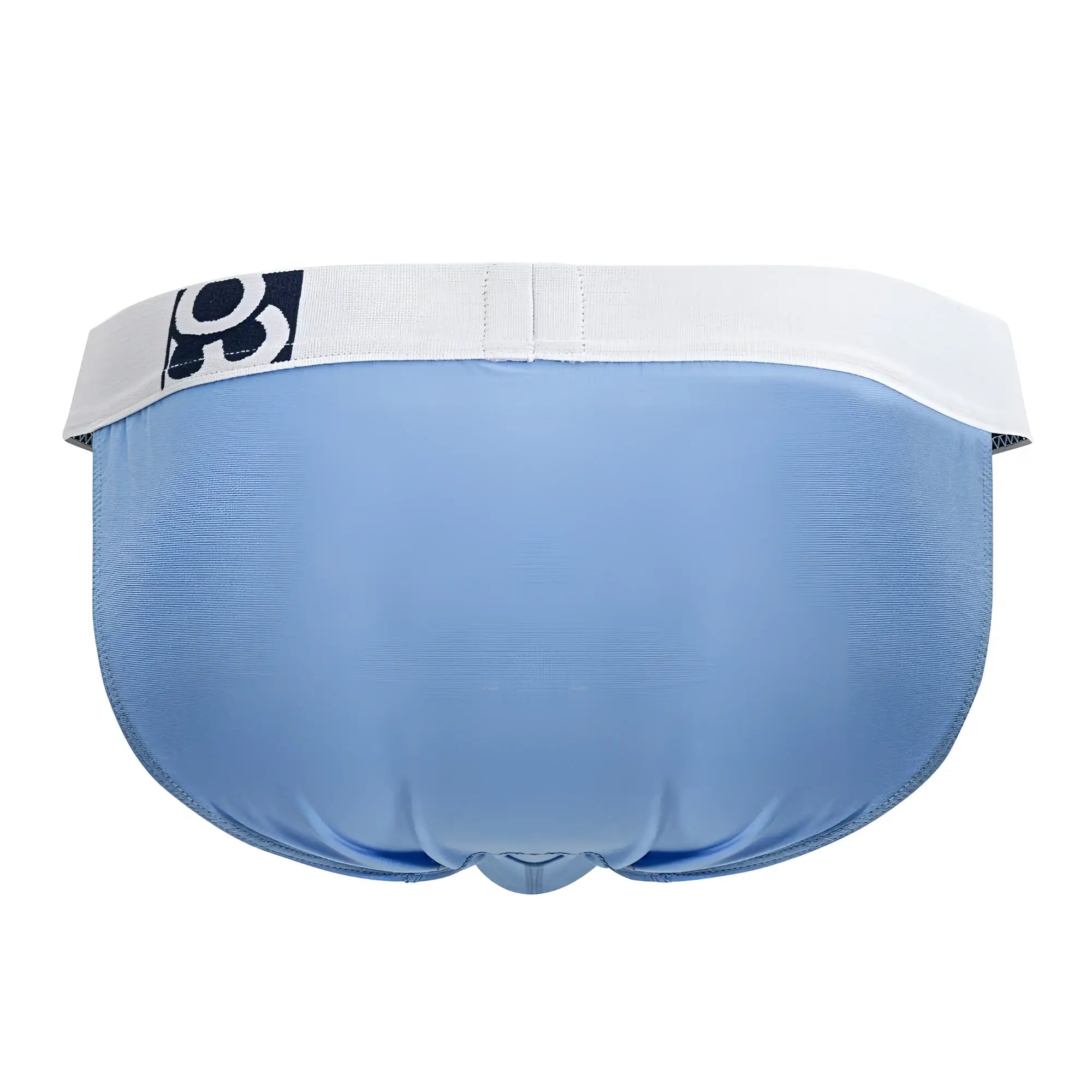 Light blue ergoWear EW1712 MAX COTTON men’s briefs with white elastic waistband and black and white logo