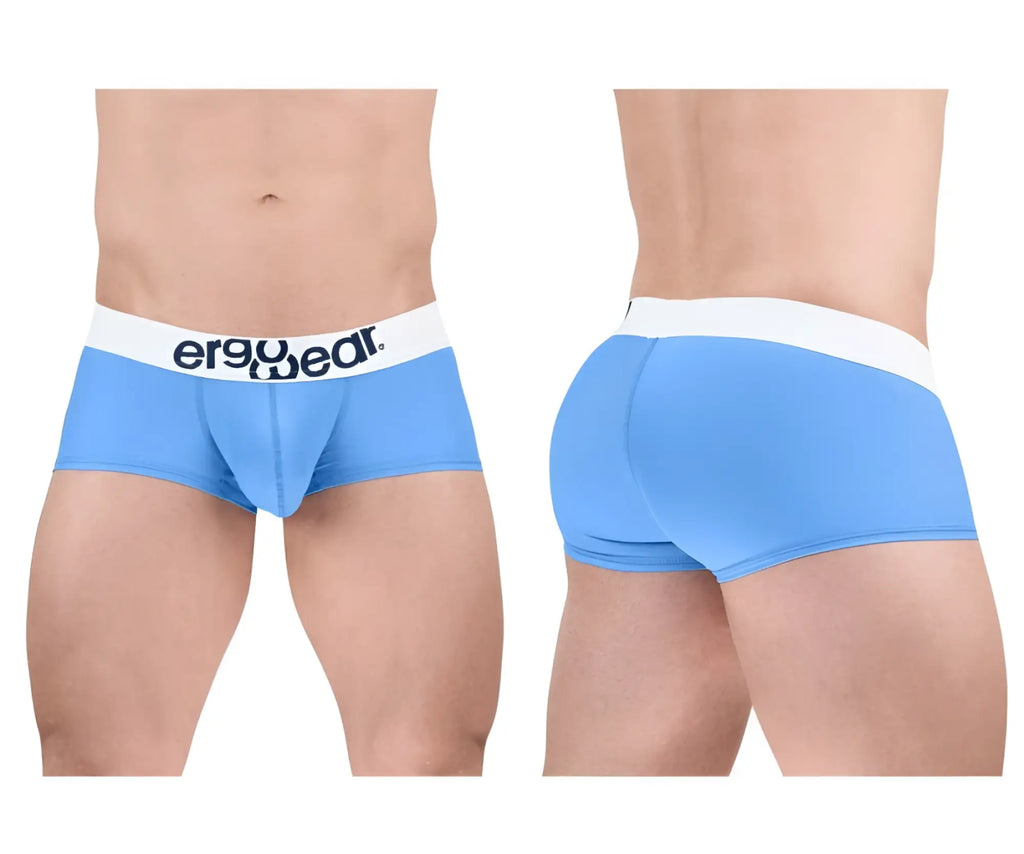 Light blue ergo wear ew1713 max cotton ergonomic briefs with white waistband and black logo text visible from the front