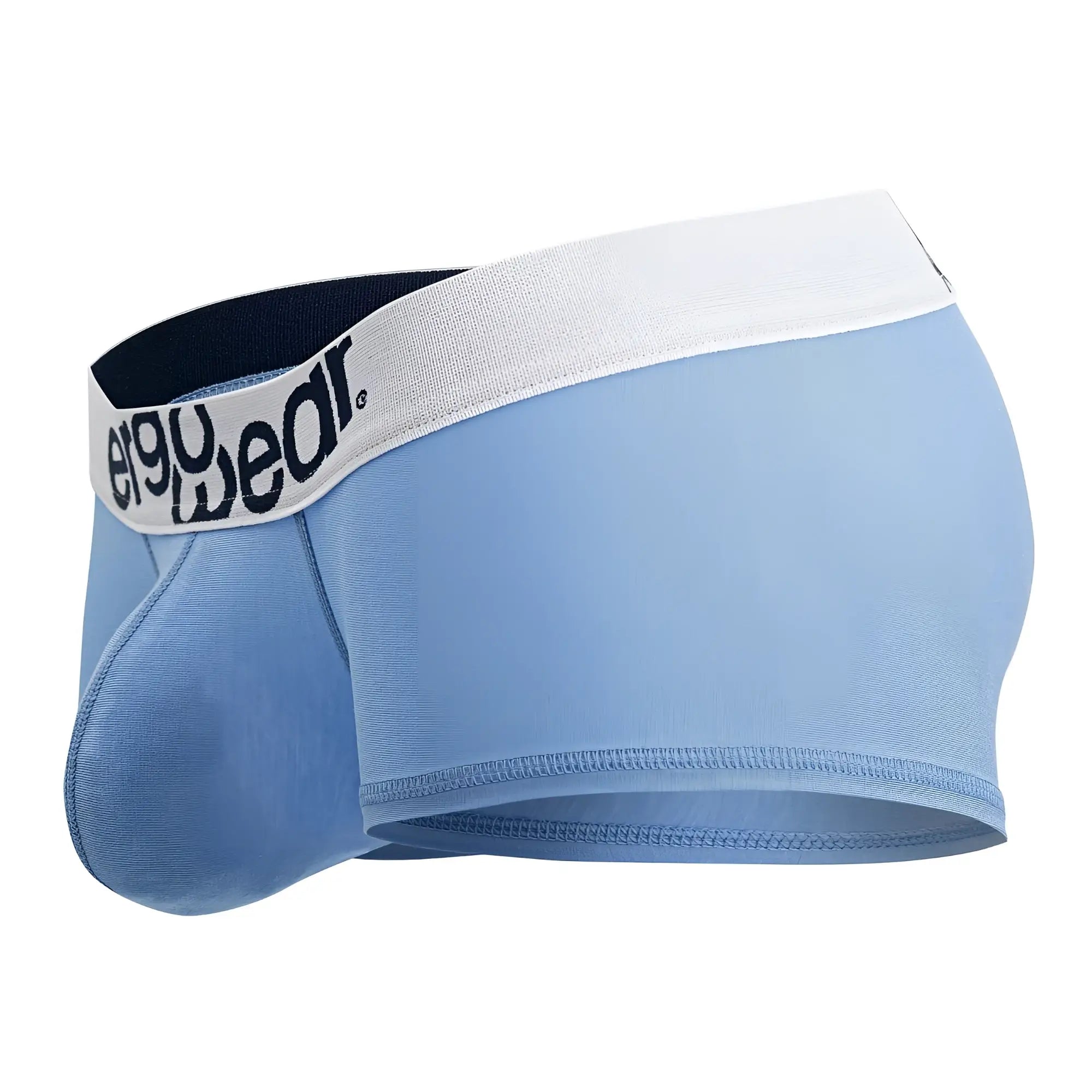 Light blue ergo wear ew1713 max cotton trunks with white waistband and e90wear logo in black text