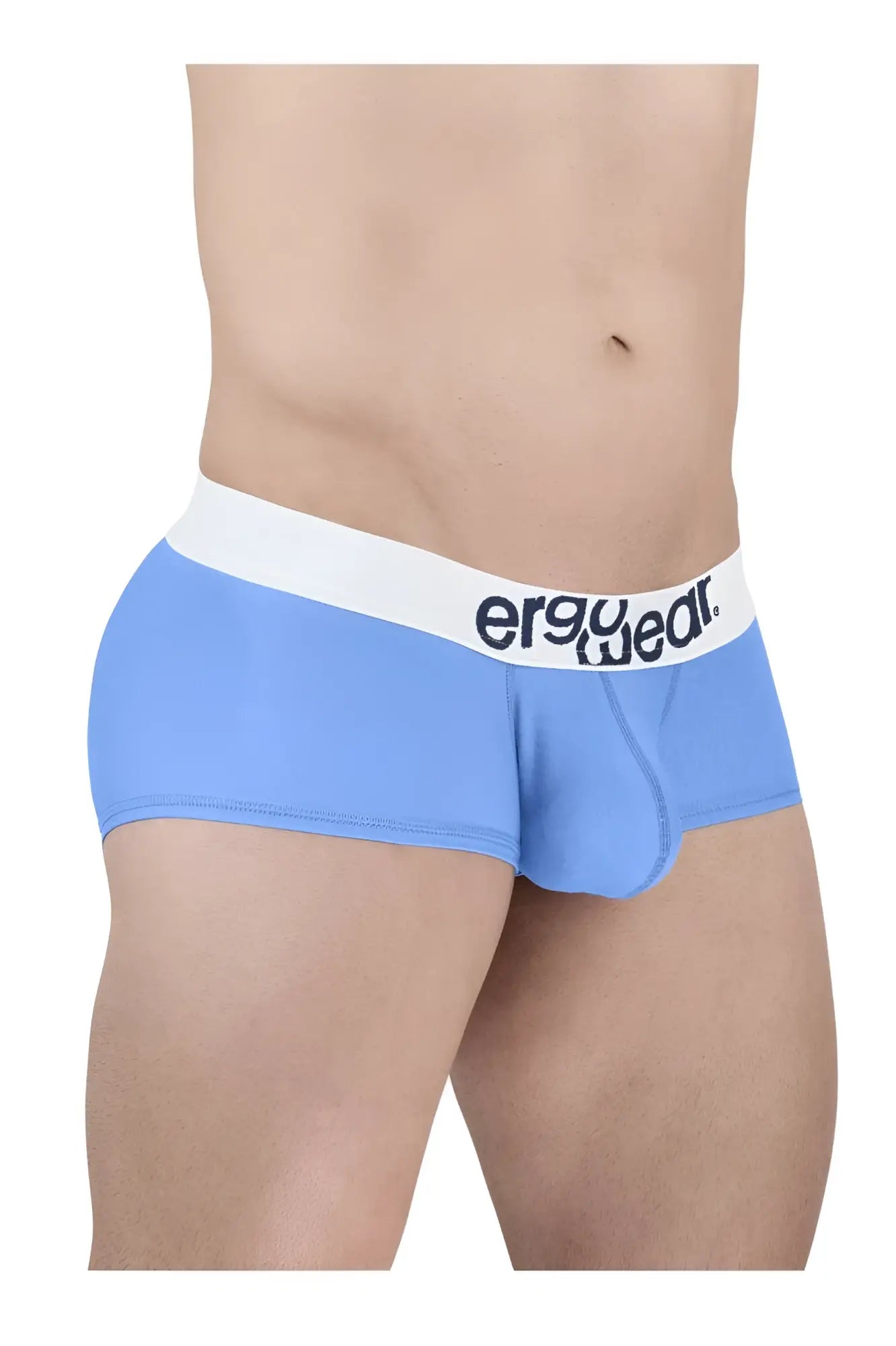 Light blue ergoWear ew1713 max cotton men’s trunks with white waistband and black logo for comfortable wear