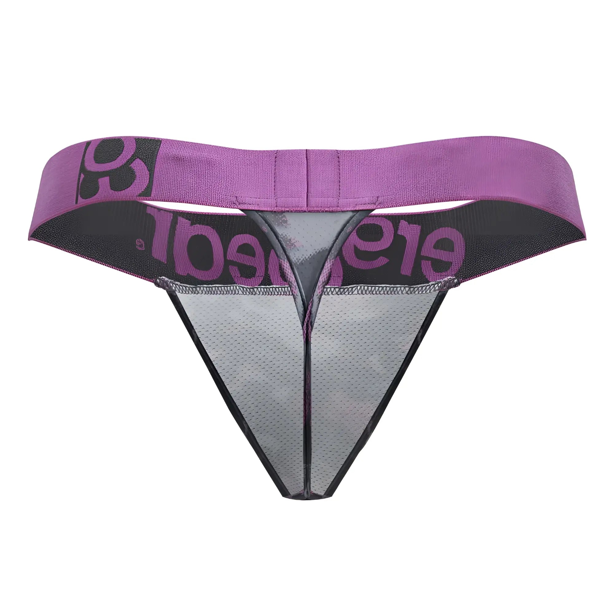 Purple and black mesh thong with elegance branded waistband from ergowear ew1714 max se camo g-string pink color