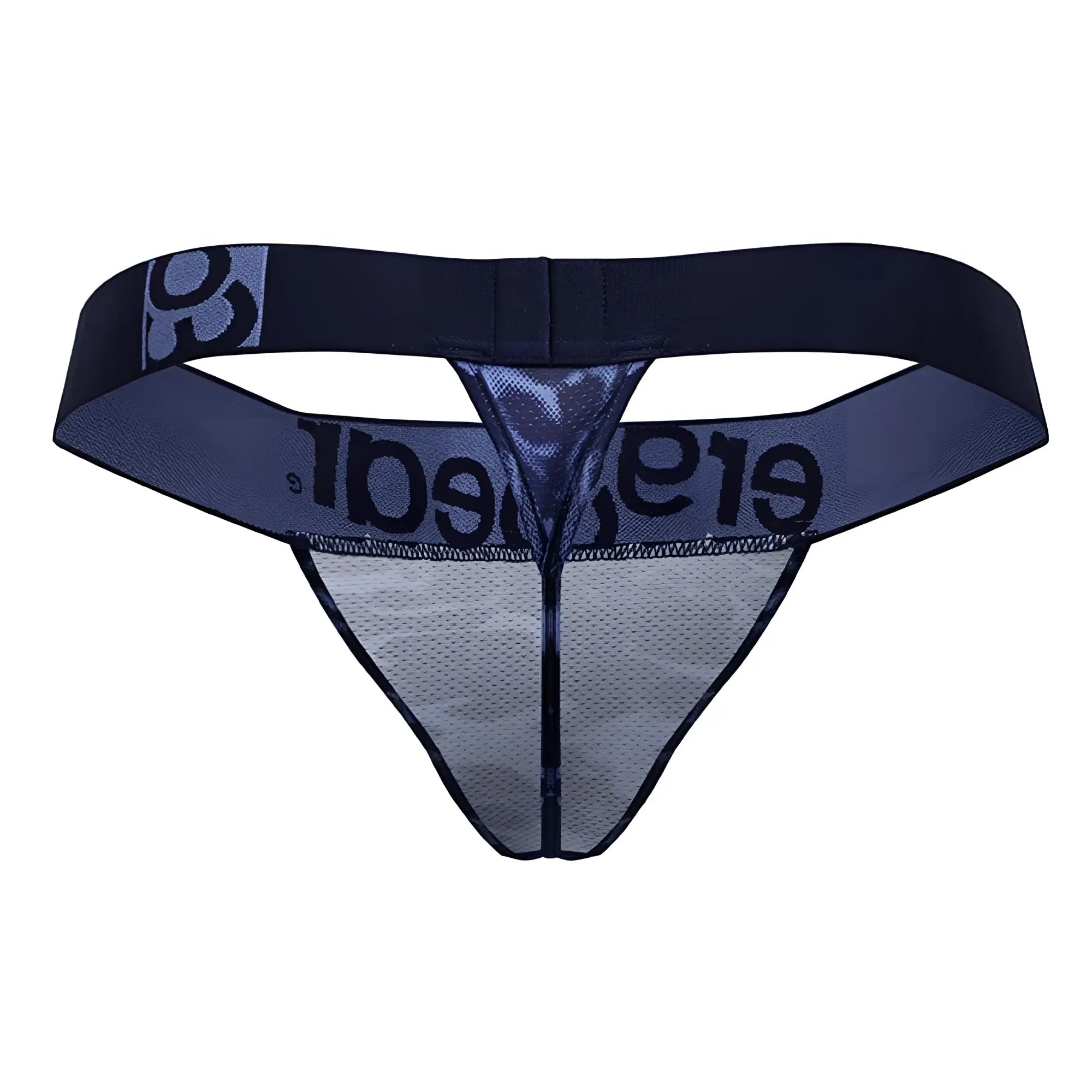 Dark blue thong g-string with mesh front and elastic waistband featuring elegance brand name by ergowear ew1718 max se camo