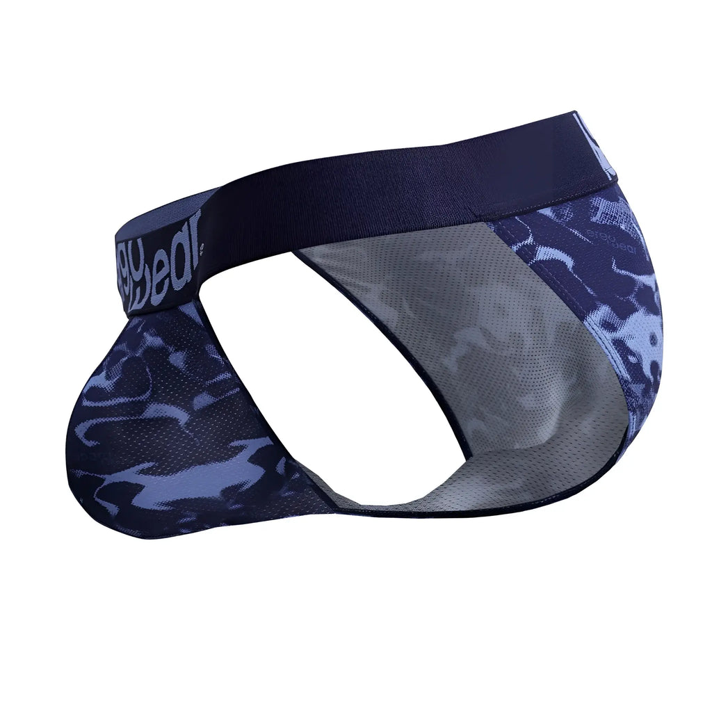 Ergowear ew1719 max se camo bikini briefs in blue with gray camouflage pattern and stretchy waistband for athletic use