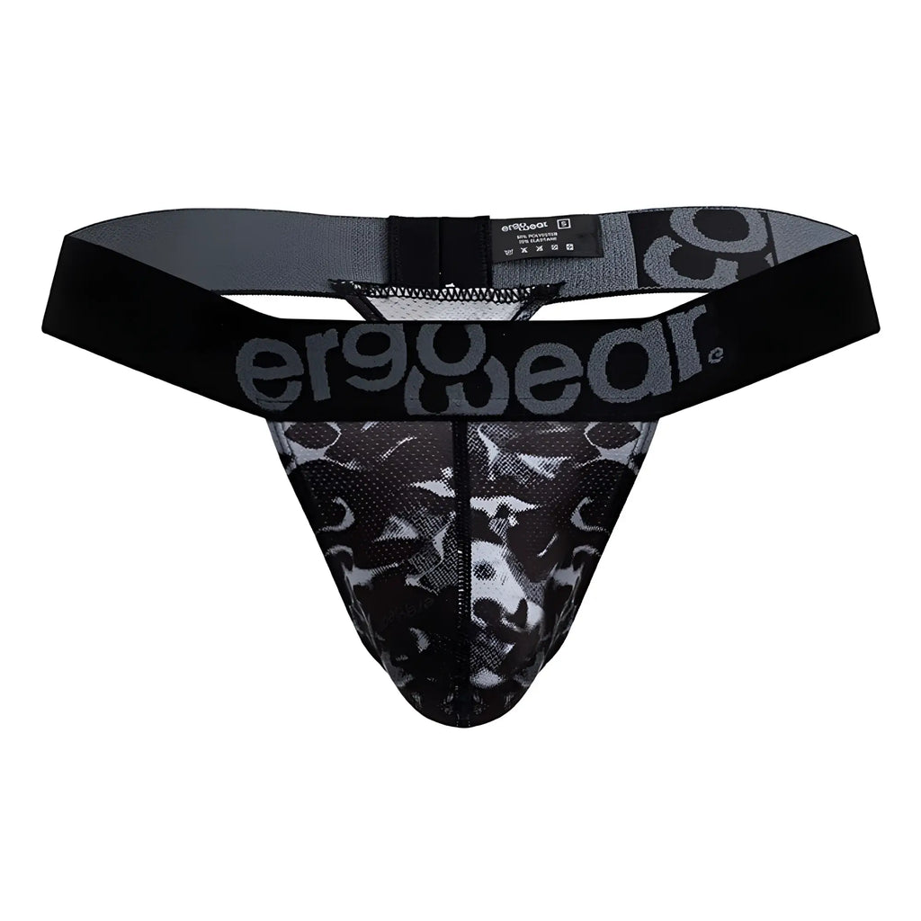 Ergowear ew1722 max se camo black ergonomic black and gray camouflage g-string briefs with branded waistband