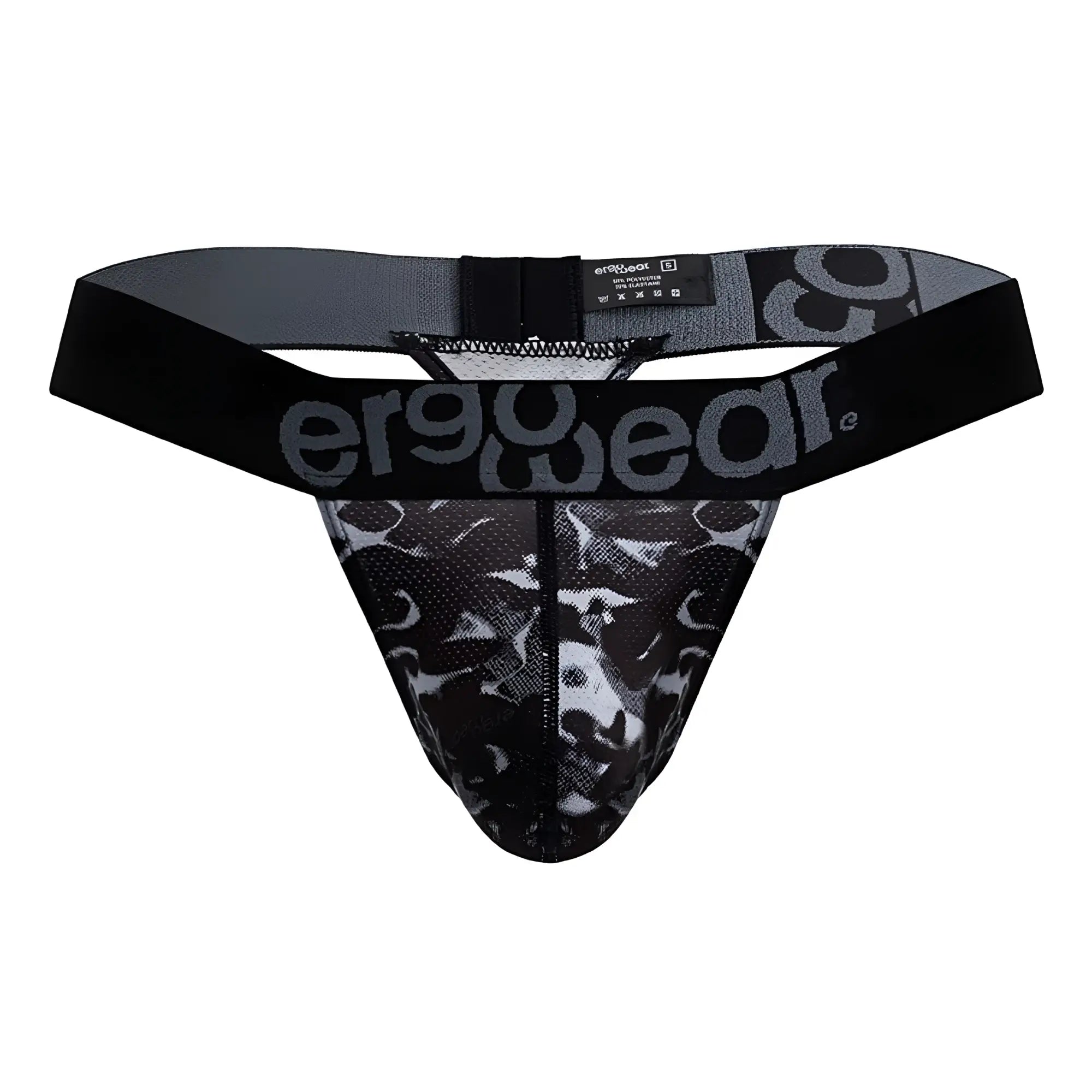 Ergowear ew1722 max se camo black ergonomic black and gray camouflage g-string briefs with branded waistband