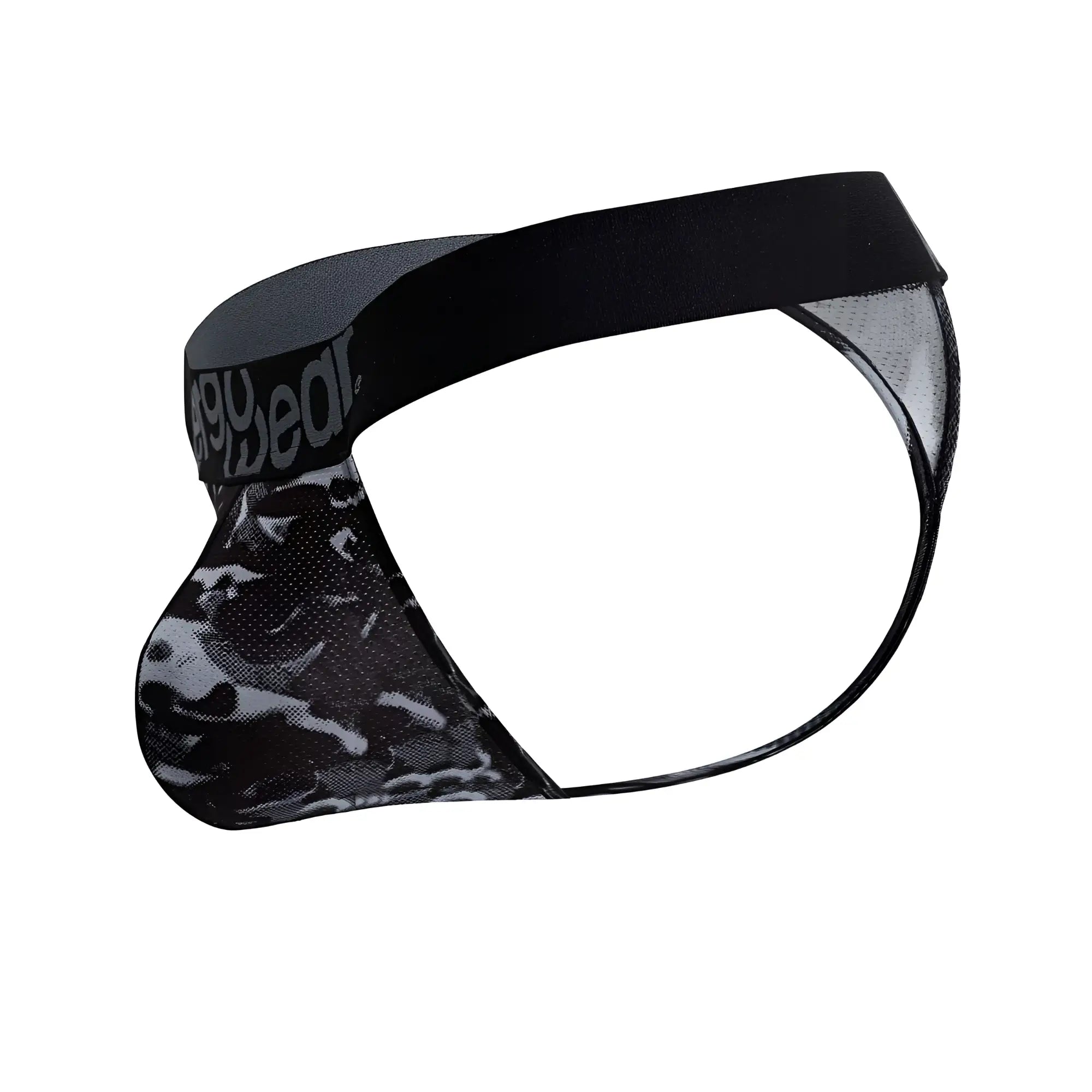 Ergowear ew1722 max se camo black mesh briefs with gray camouflage pattern and solid black elastic waistband