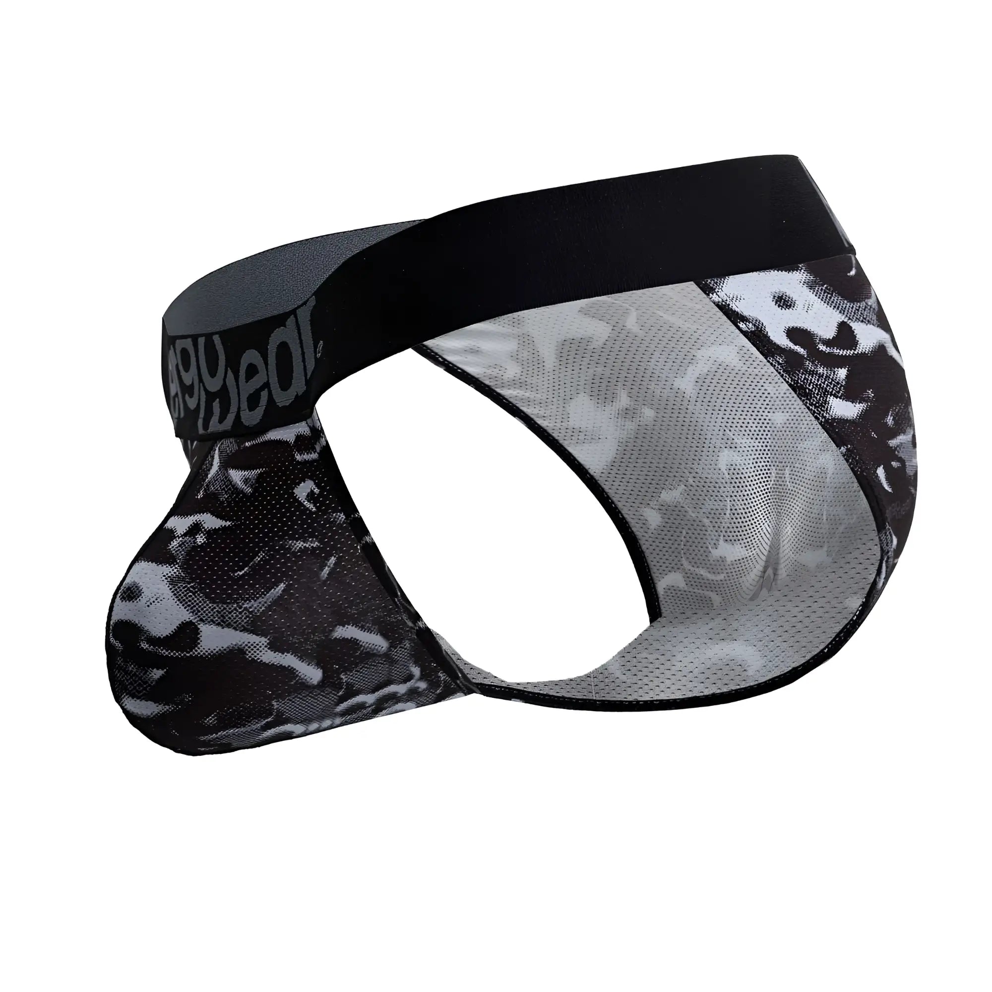 Ergowear ew1723 max se camo bikini black with black elastic waistband and black gray camouflage mesh fabric