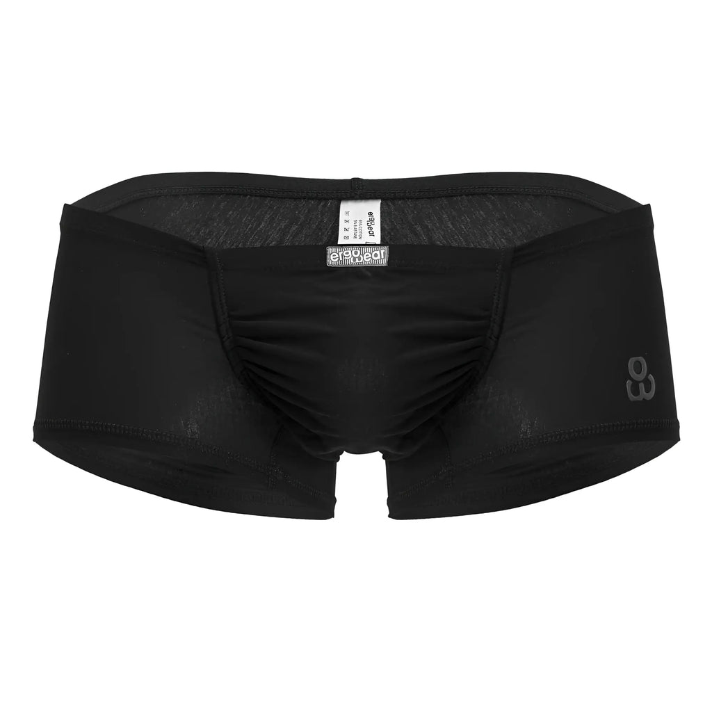 Black ergo wear ew1728 feel gr8 cotton trunks with subtle texture and elegance logo on waistband