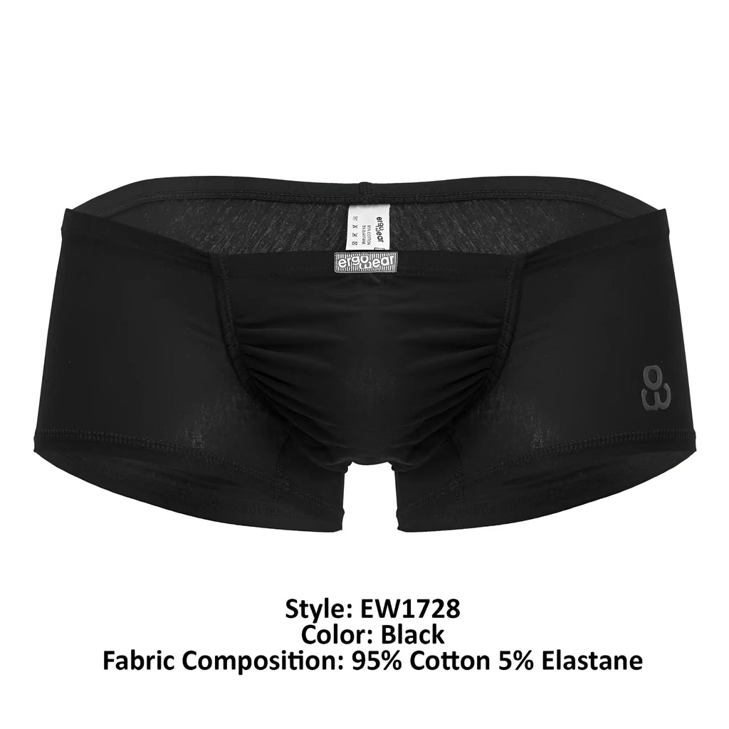 Black cotton men’s briefs with subtle texture elastic waistband and ergogear label from ergowear ew1728 feel gr8 trunks