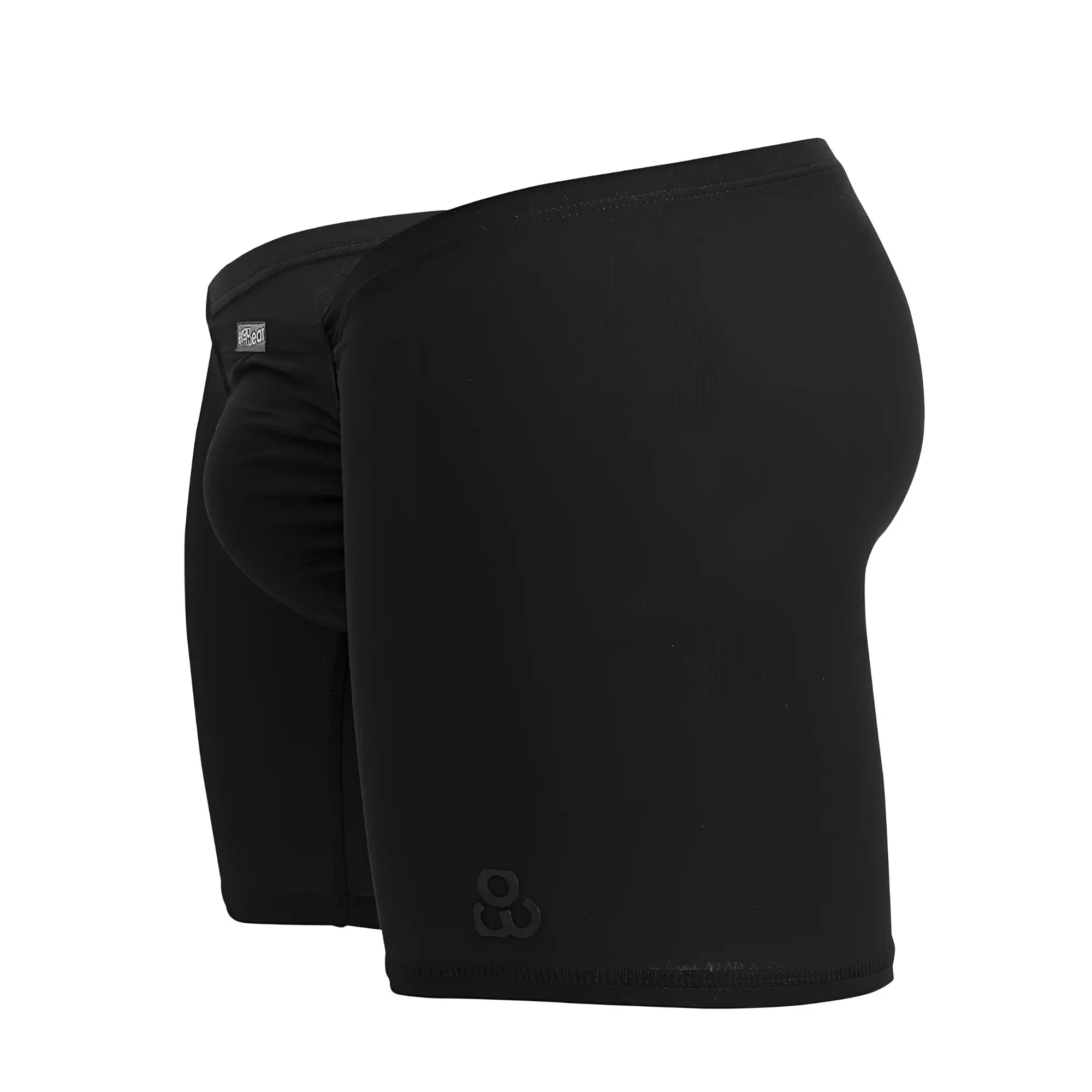 Black ergoWear ew1729 cotton boxer briefs with contoured design and subtle brand logo on the leg