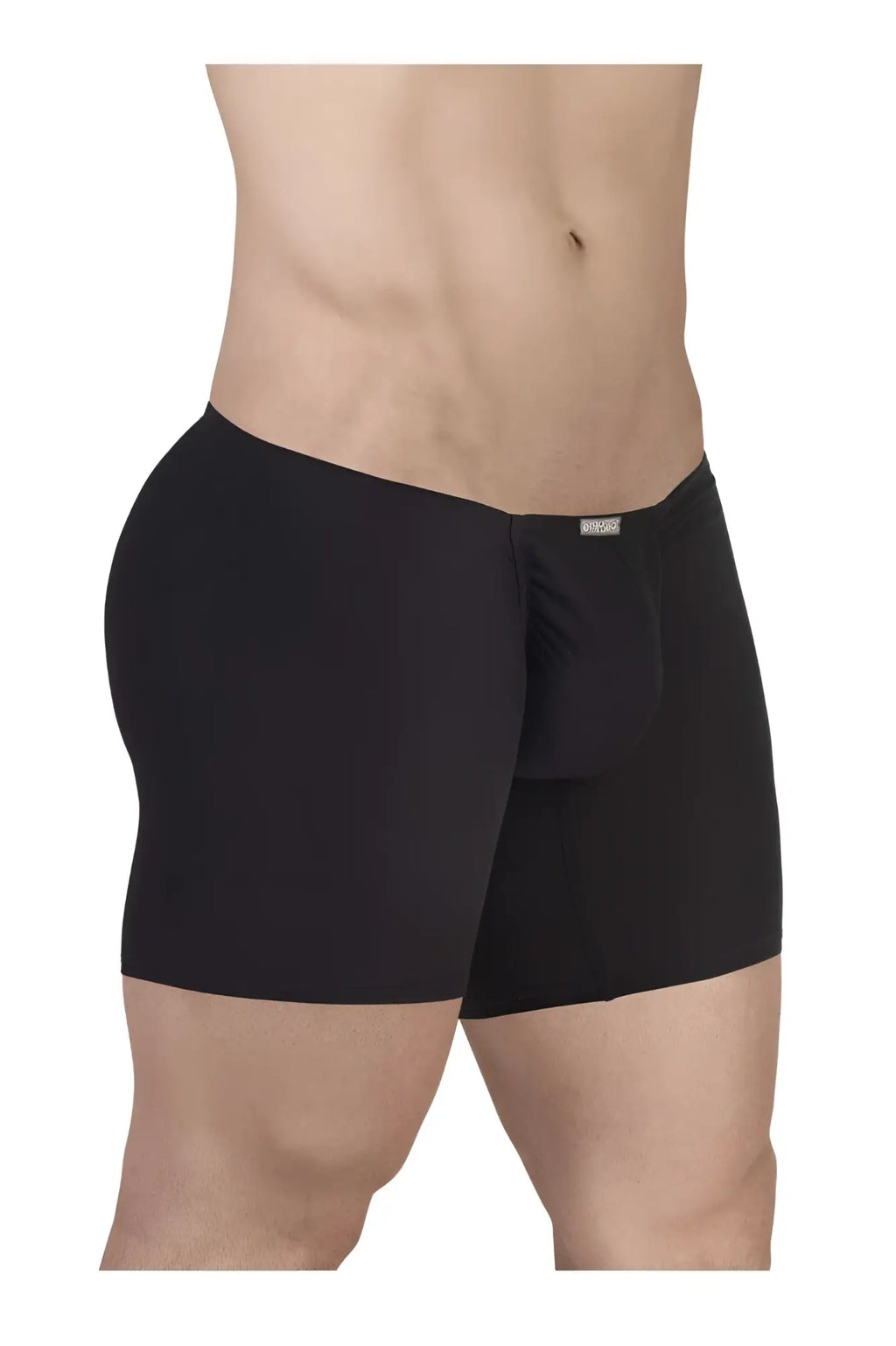 Black ergowear ew1729 feel gr8 cotton boxer briefs with contoured pouch and elastic waistband in front view