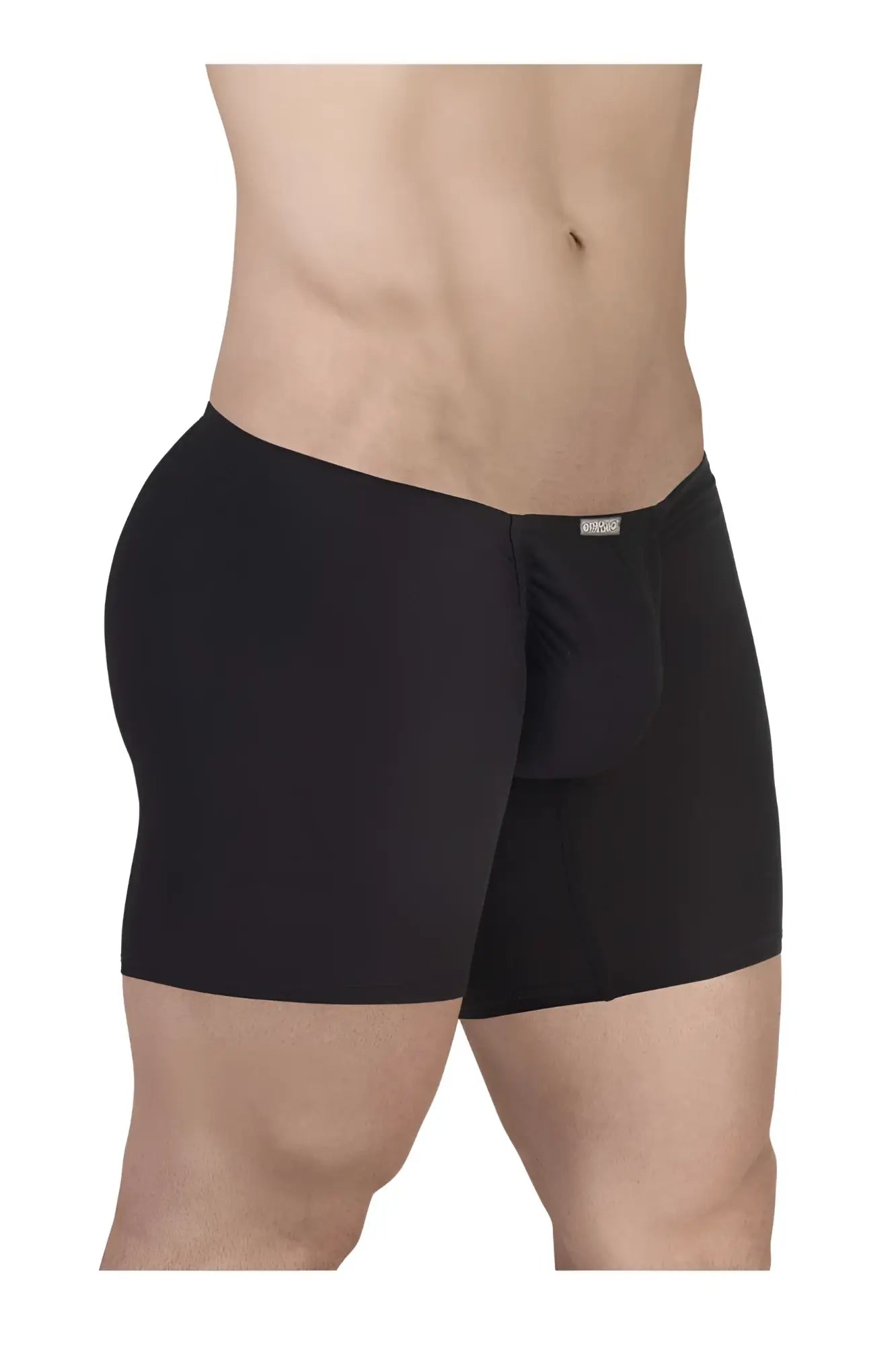 Black ergowear ew1729 feel gr8 cotton boxer briefs with contoured pouch and elastic waistband in front view