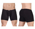 Black mens ergoWear ew1729 feel gr8 cotton boxer briefs with smooth form-fitting design and subtle waistband logo