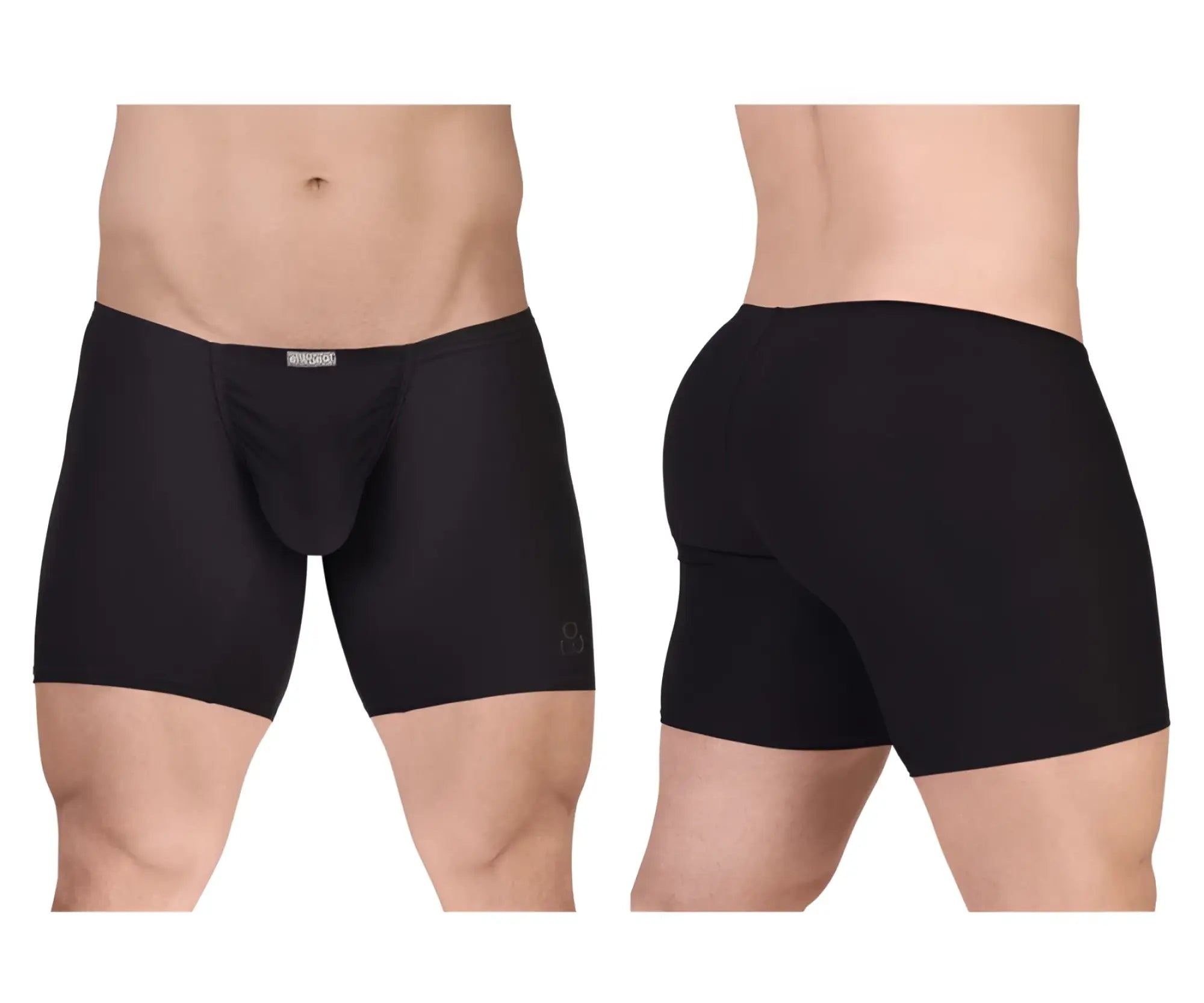 Black mens ergoWear ew1729 feel gr8 cotton boxer briefs with smooth form-fitting design and subtle waistband logo