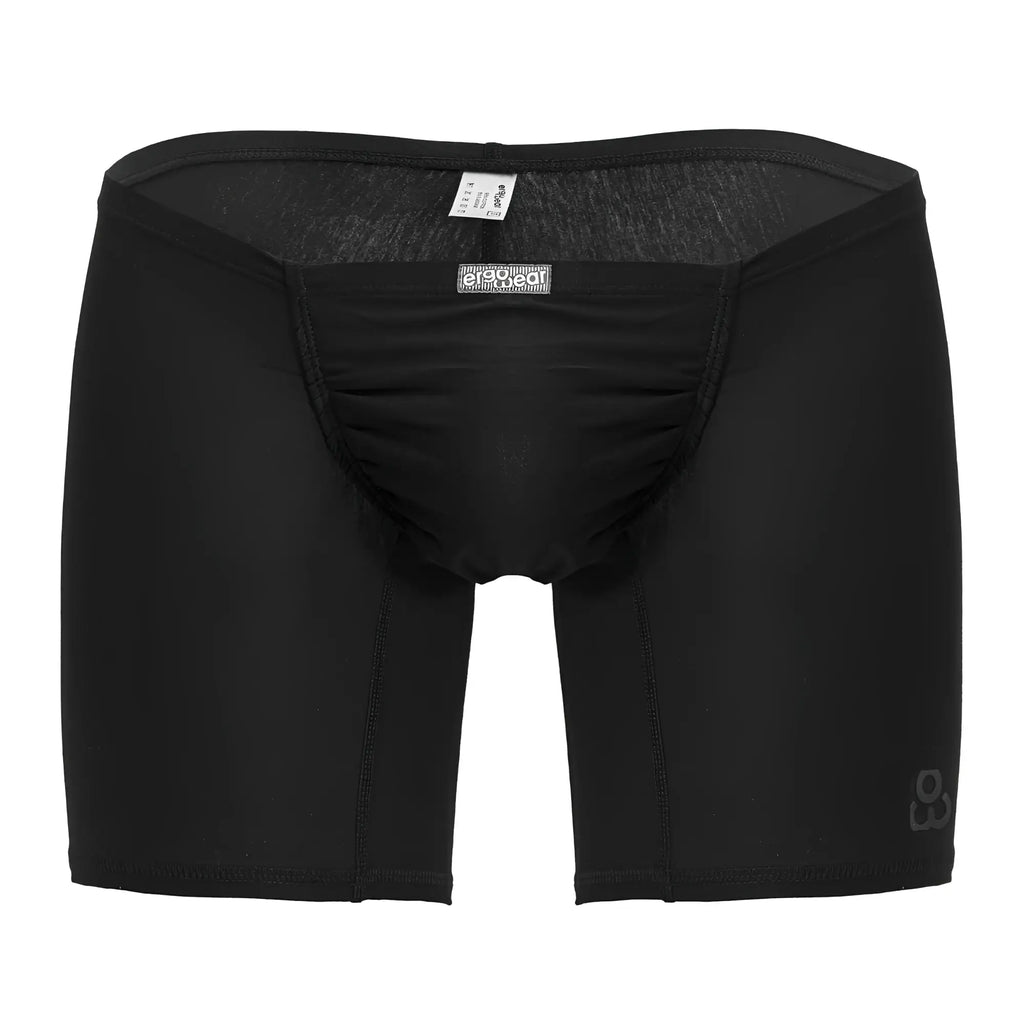 Black ergowear ew1729 feel gr8 snug cotton boxer briefs with circulair label and gray logo on leg