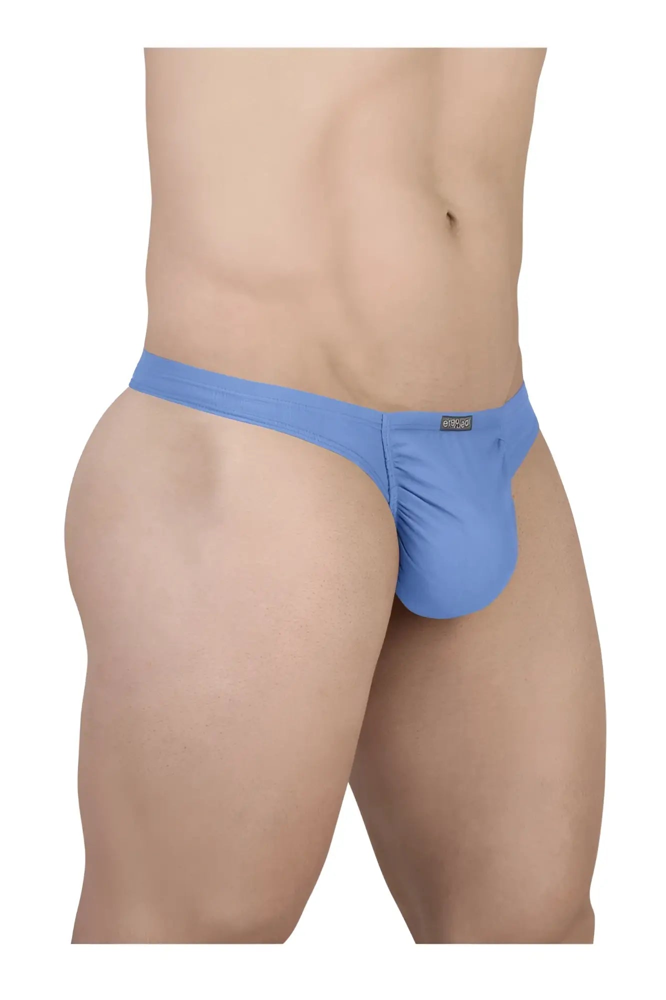 Blue ergoWear ew1730 feel gr8 cotton men’s thong with smooth fabric and small brand tag on the waistband
