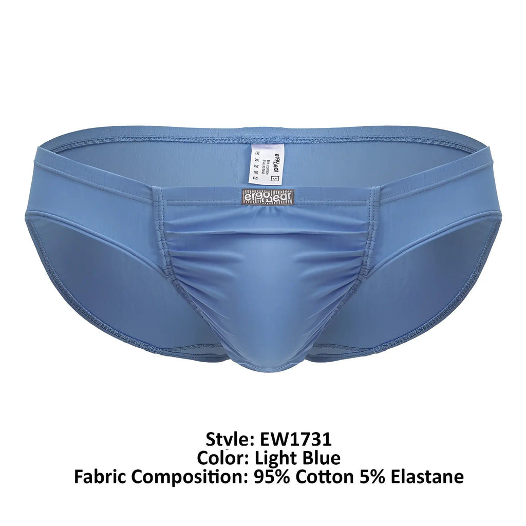 Light blue ergo wear ew1731 feel gr8 cotton bikini briefs with snug fit central seam made of 95 cotton 5 elastane