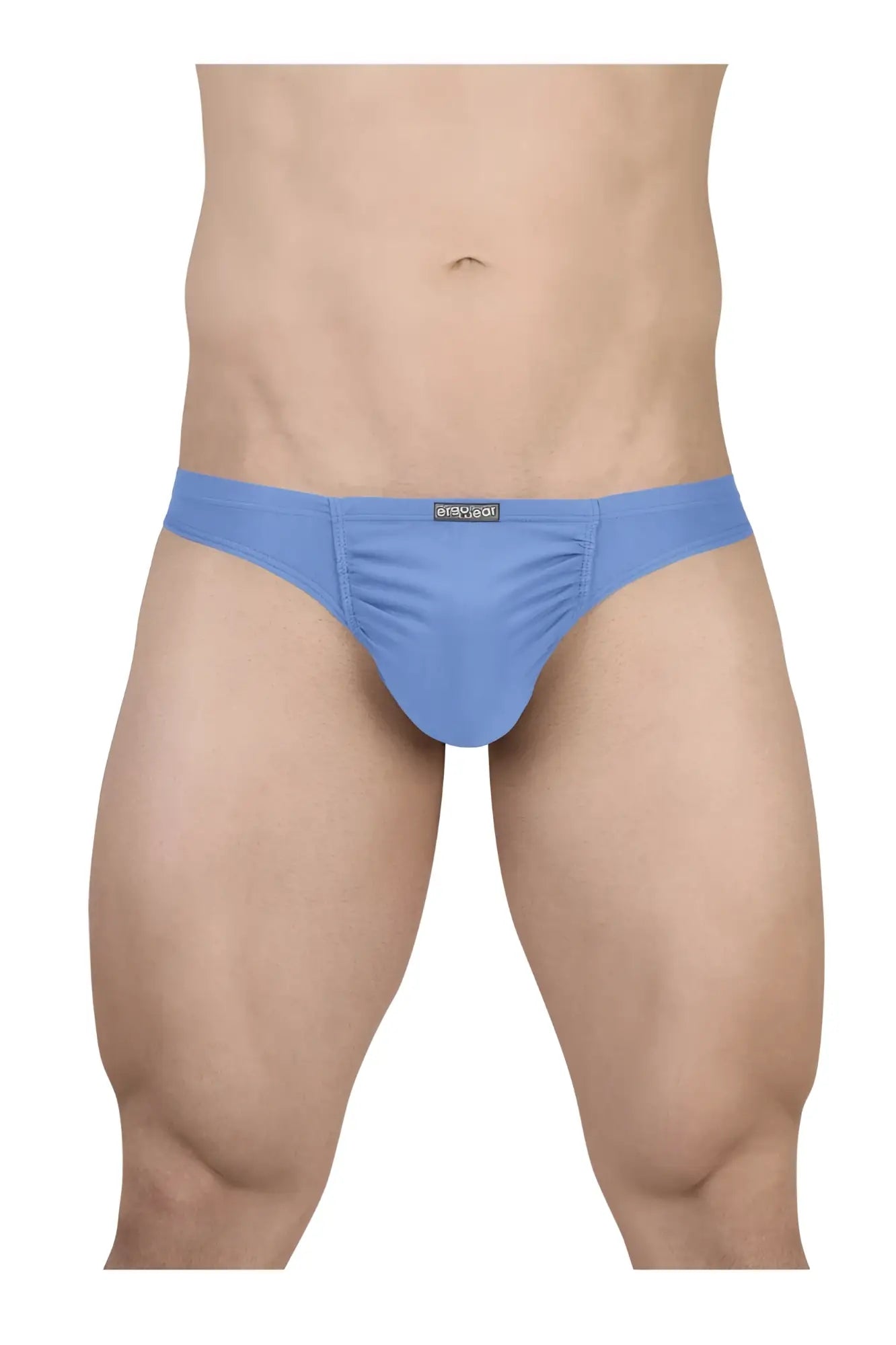 Blue men’s briefs ergo wear ew1731 feel gr8 cotton bikini in light blue with smooth fabric and ruched waistband design