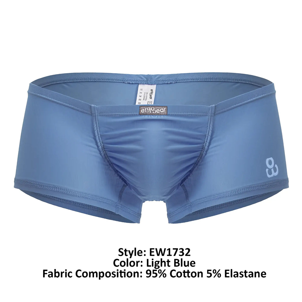 Light blue ergoWear ew1732 feel gr8 cotton trunks made of 95% cotton and 5% elastane with subtle brand logo on side