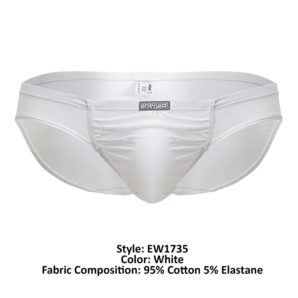 White mens briefs ergo wear ew1735 feel gr8 cotton bikini in white made of 95 cotton and 5 elastane with sleek stitching