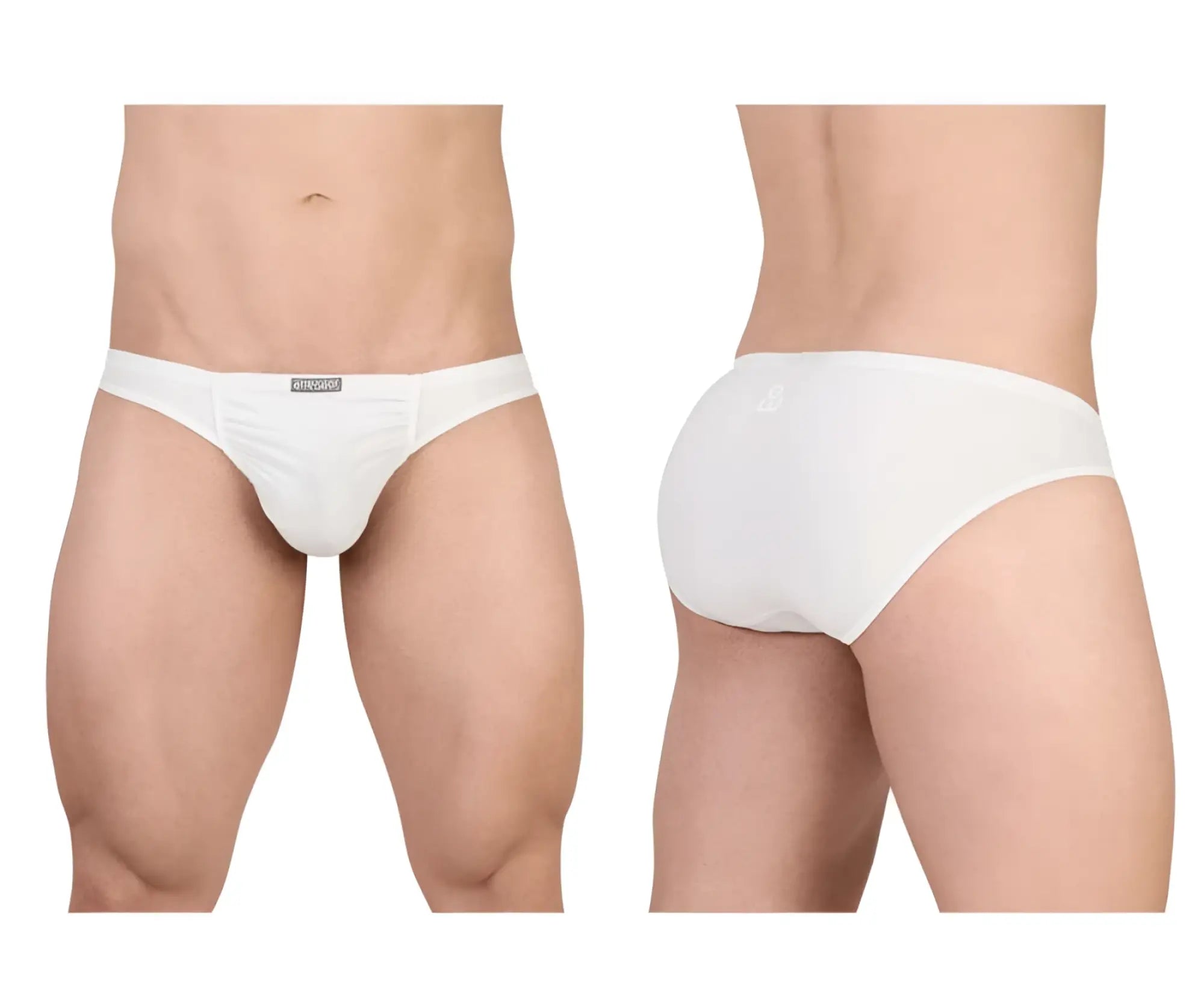 White men’s cotton briefs with smooth form-fitting design and subtle branding on the waistband ergo wear ew1735