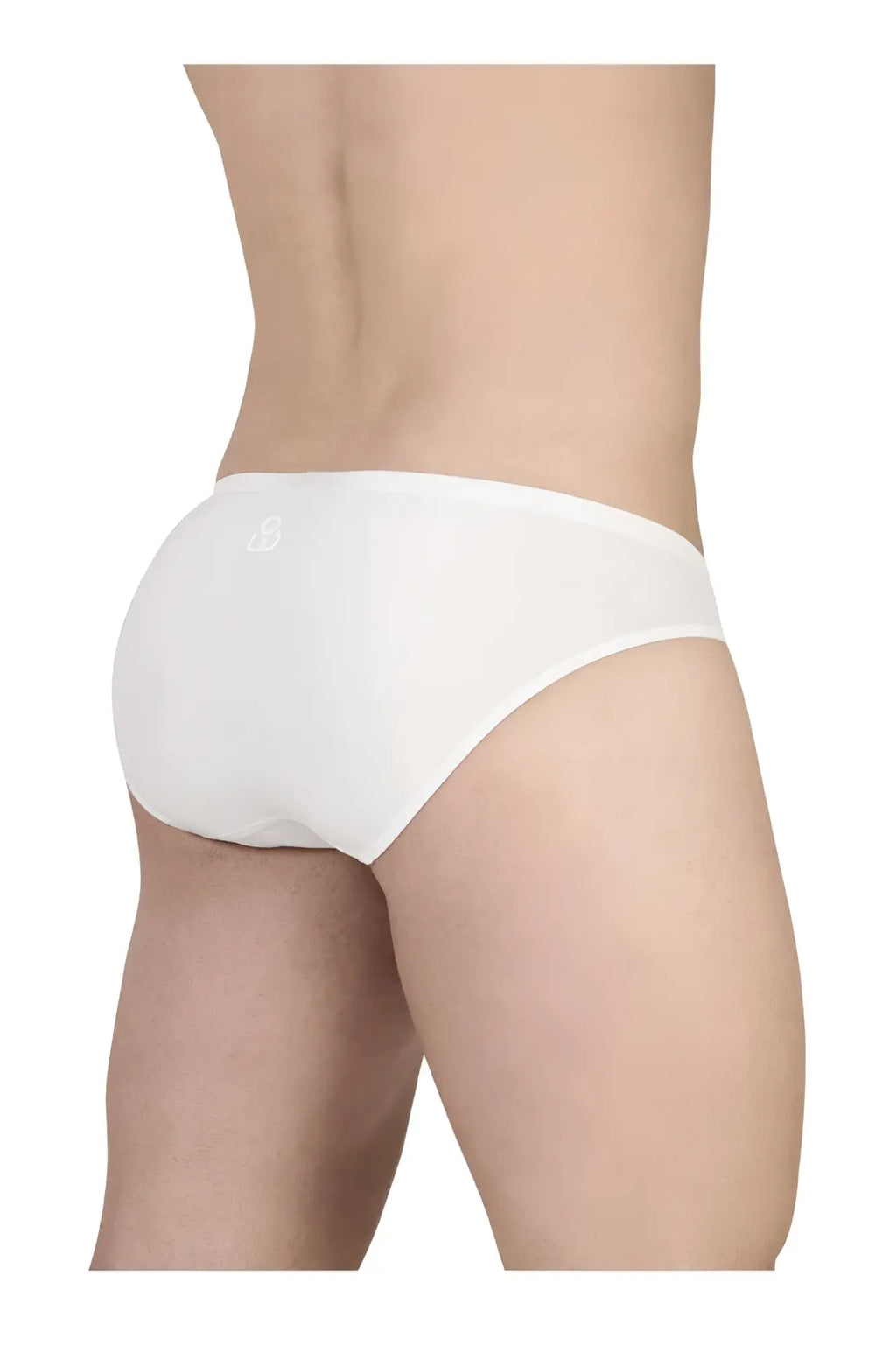 White cotton briefs with subtle logo on waistband from ergowear ew1735 feel gr8 cotton bikini in white color