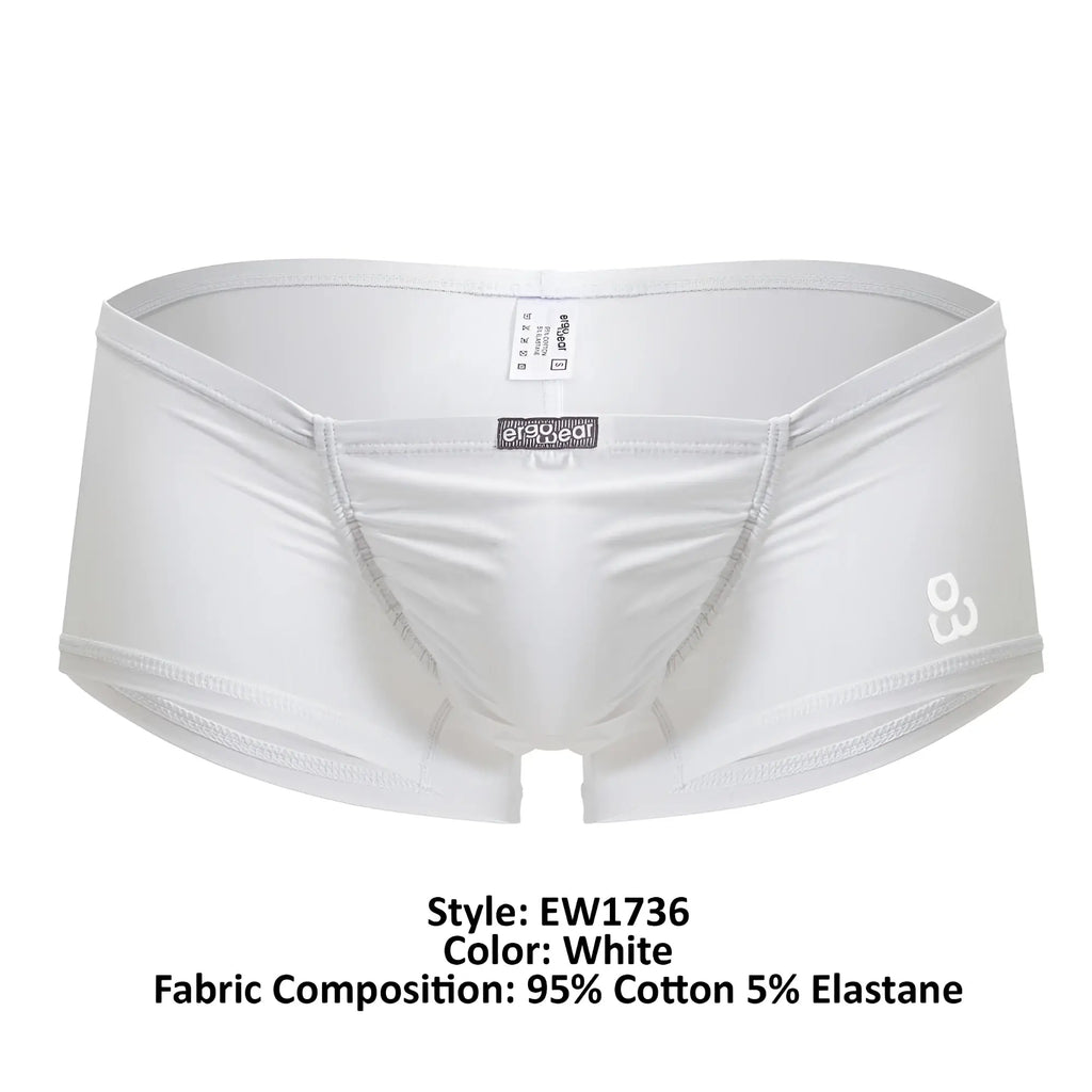 ErgoWear EW1736 FEEL GR8 white cotton men’s briefs with sleek form-fitting design and subtle gray stitching details