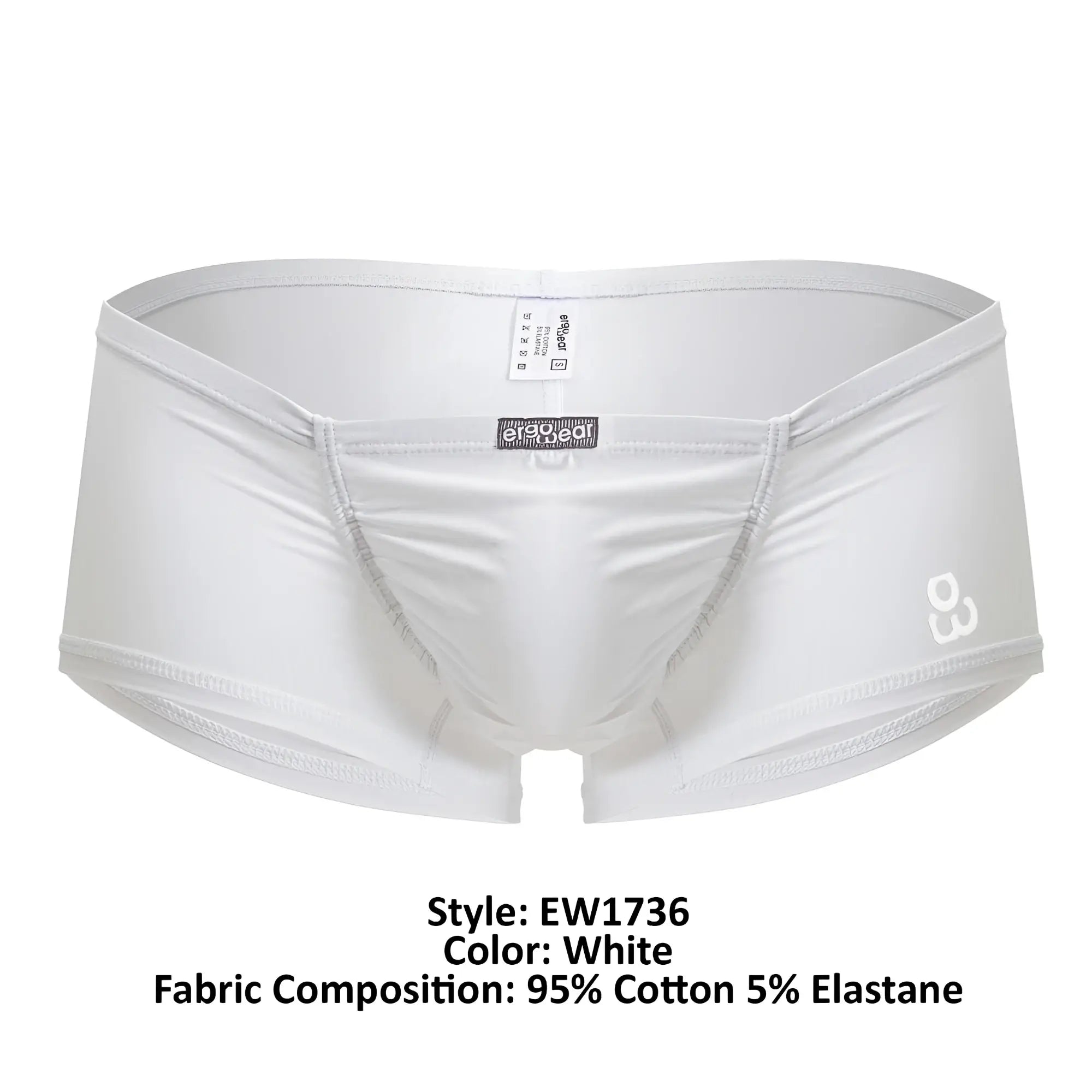 ErgoWear EW1736 FEEL GR8 white cotton men’s briefs with sleek form-fitting design and subtle gray stitching details